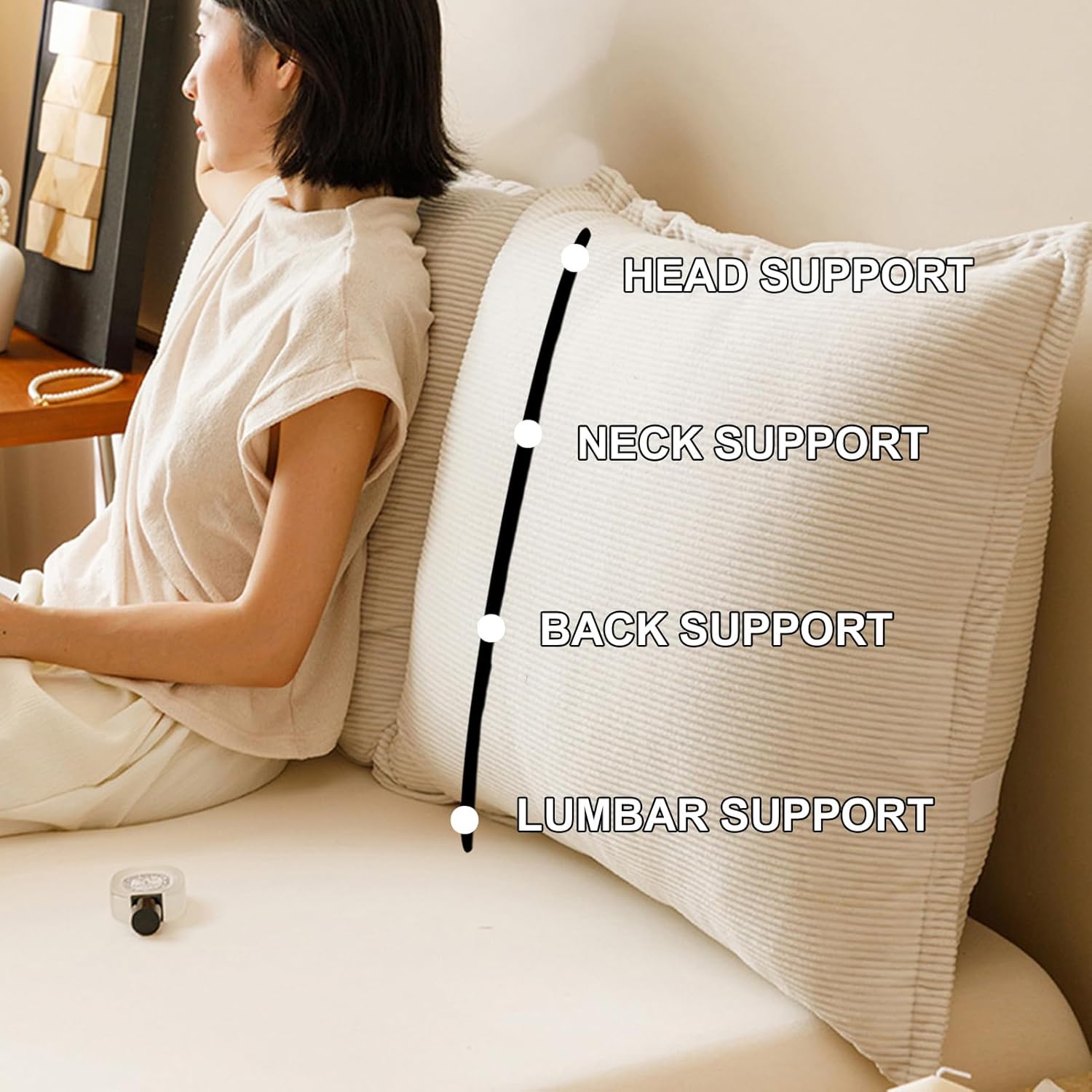 ZZYK Full 47 Inch Segmented Headboard Pillow