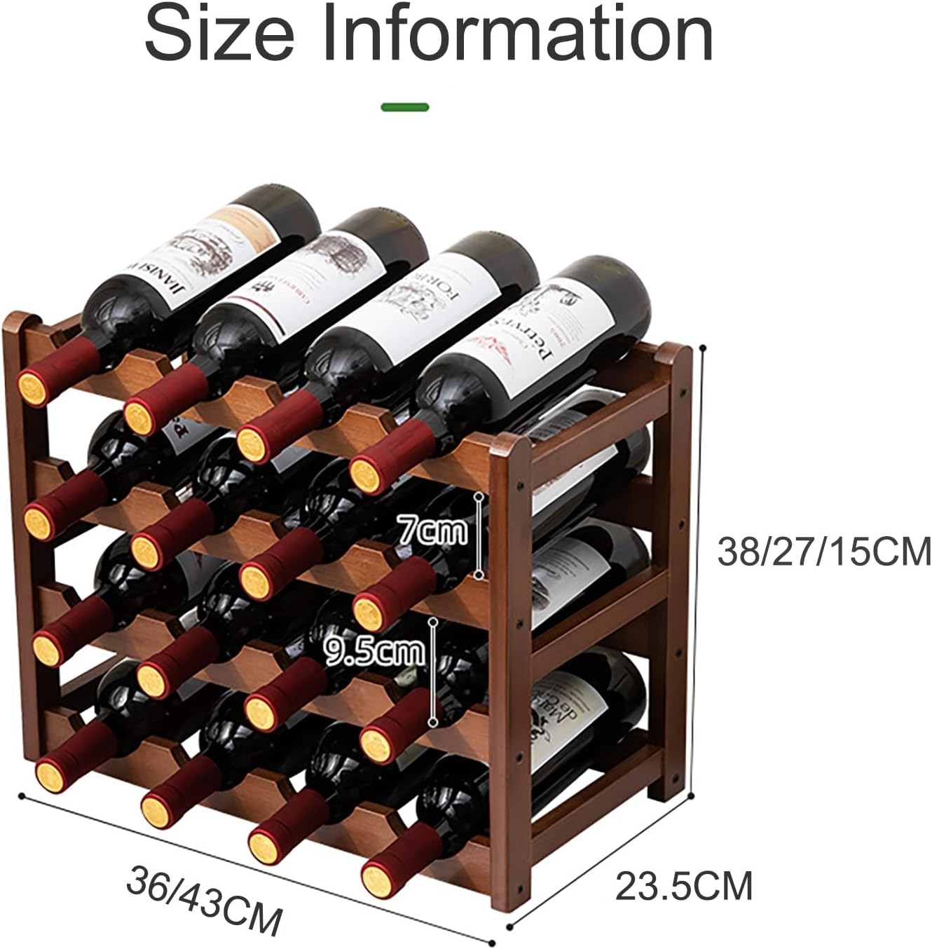 Comepa Bamboo Wine Rack 4-Tier 16-Bottle Storage