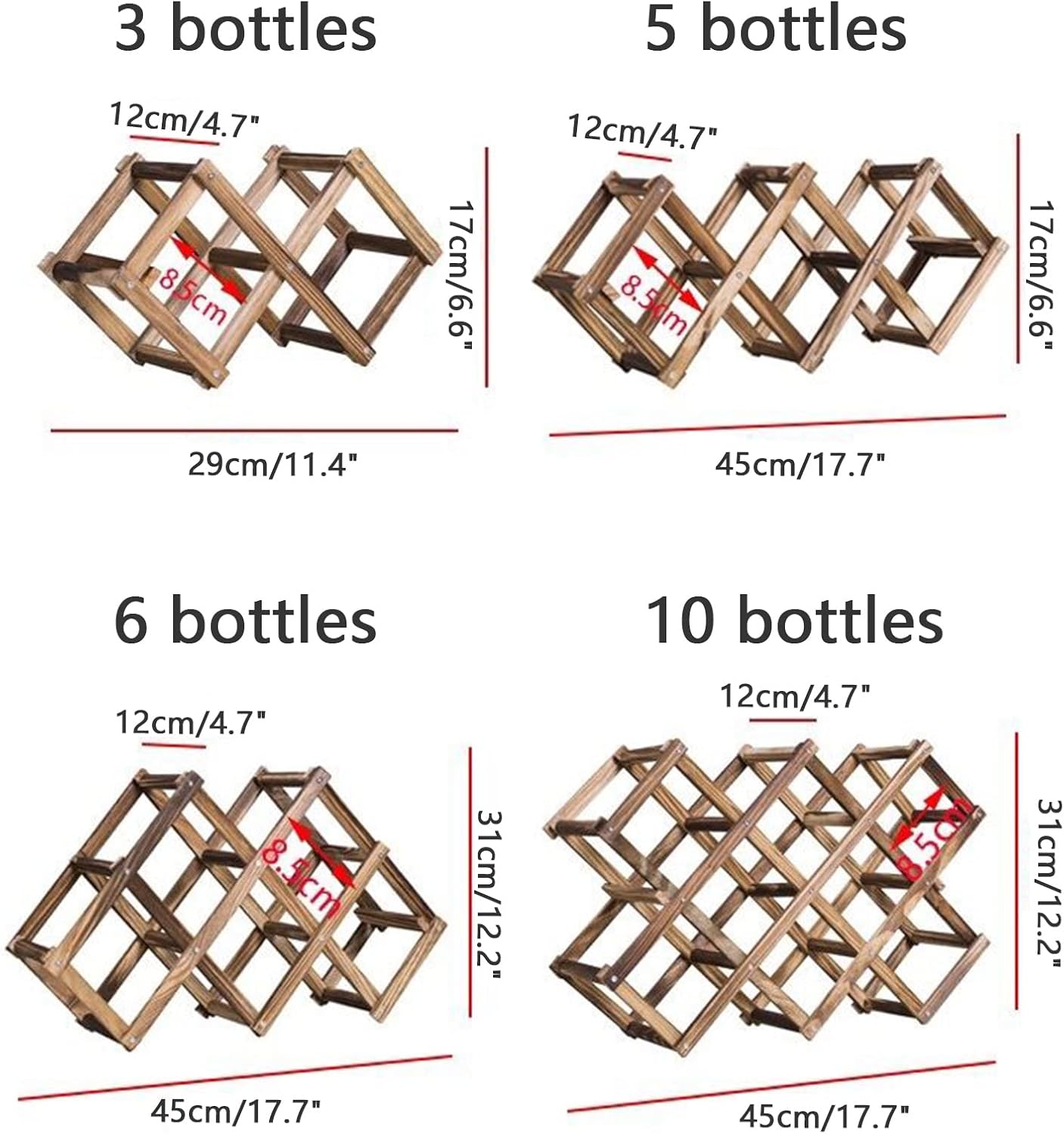 DASHADAO 3 Bottle Wine Rack Wooden Foldable Display Rack