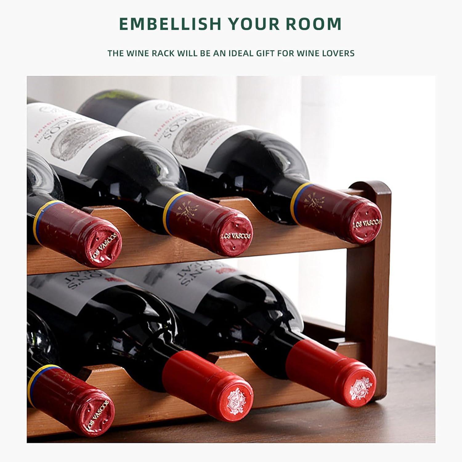 SCONVU 3-Tier Bamboo Wine Rack 12-Bottles