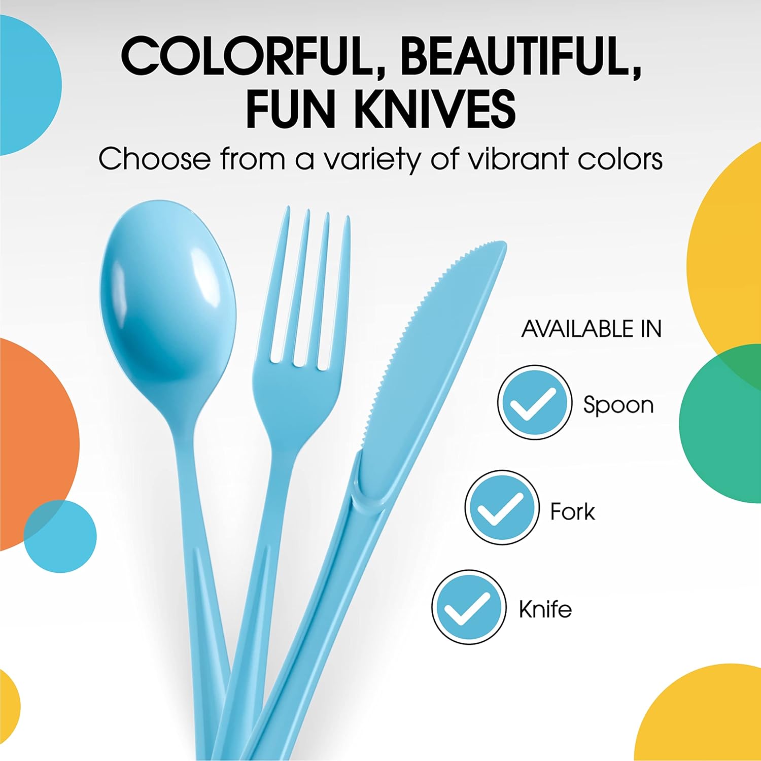 Light Blue Plastic Forks 100 Pcs Disposable Cutlery Set