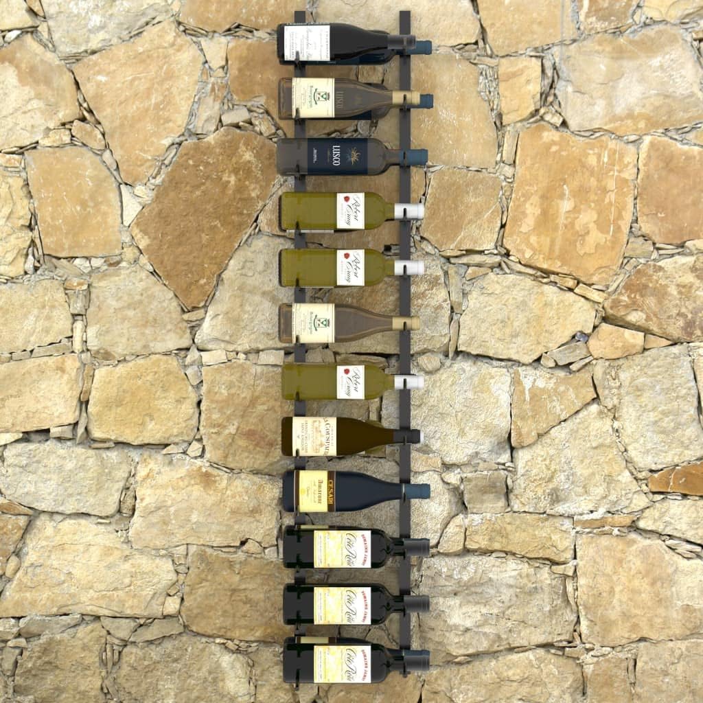 BUKSCYJS Wall-Mounted Wine Rack for 24 Bottles Black Iron