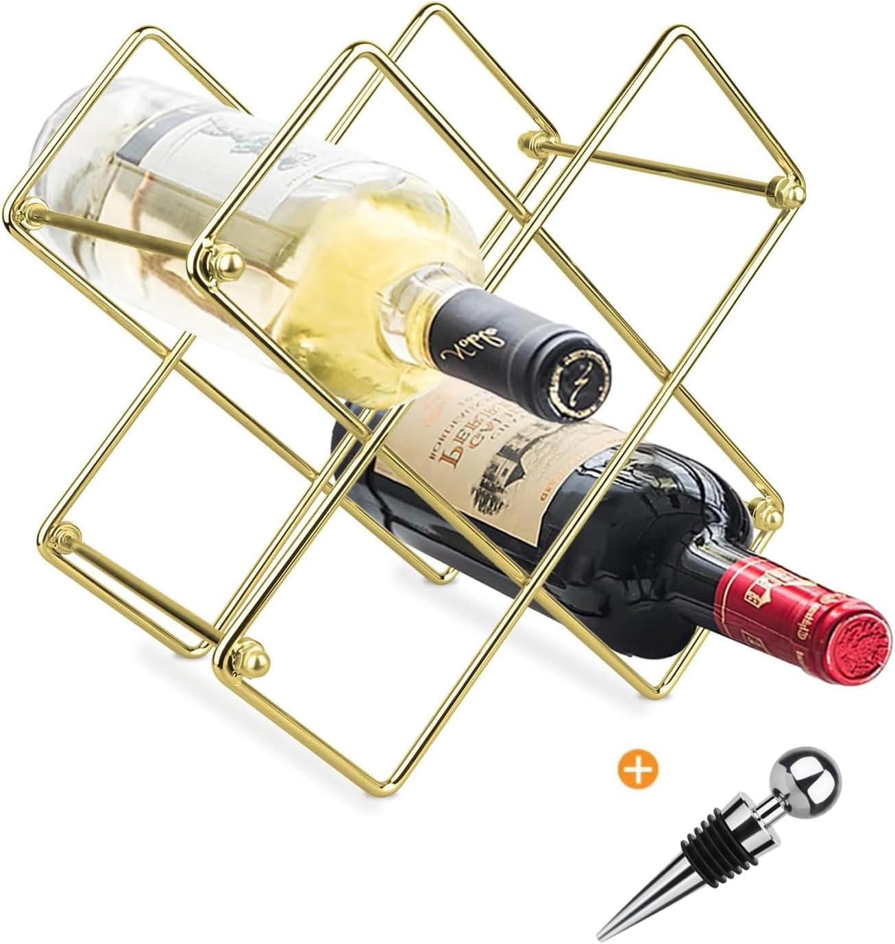 Yimerlen Tabletop Wine Rack 6 Bottle Capacity Gold Finish