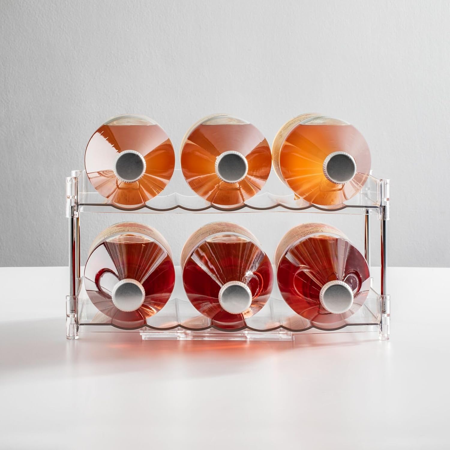 mDesign Free-Stand Stackable 2-Tier Beverage Rack