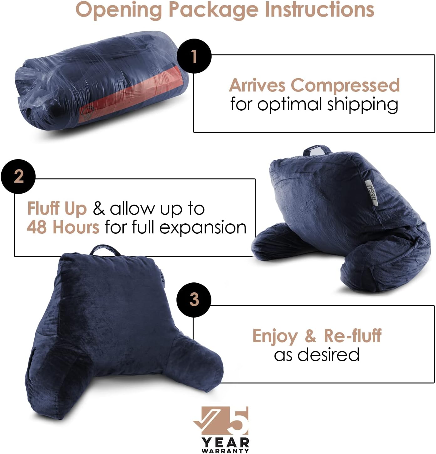 Nestl Reading Pillow with Lap Desk - Memory Foam Back Support