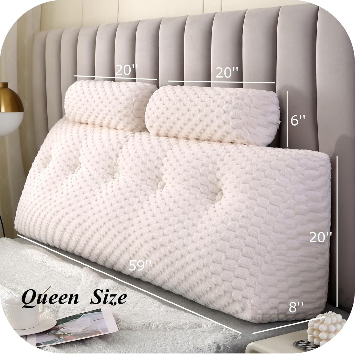Gpround Wedge Headboard Pillow Set with 2 Roll Pillows