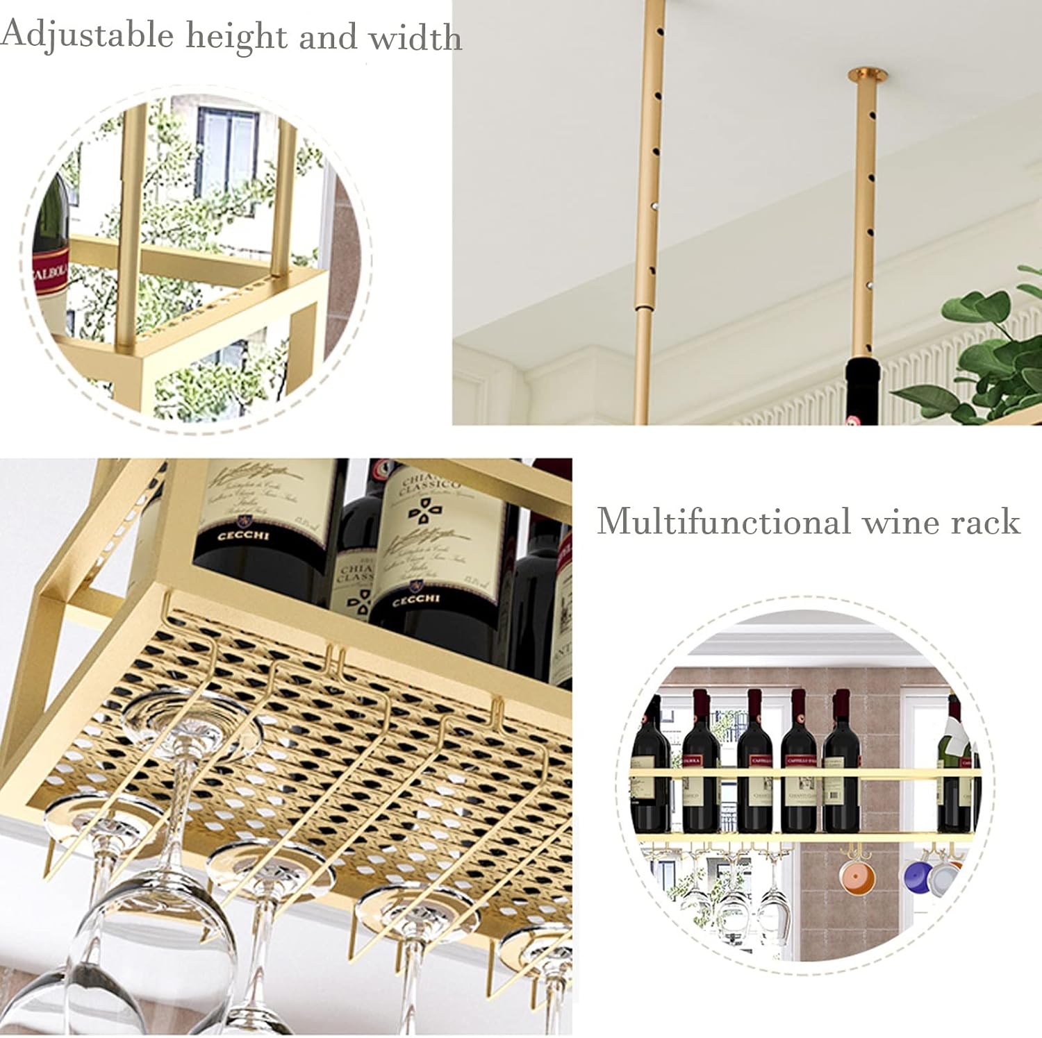 Suuim Wall-Mounted Wine Rack with Adjustable Height