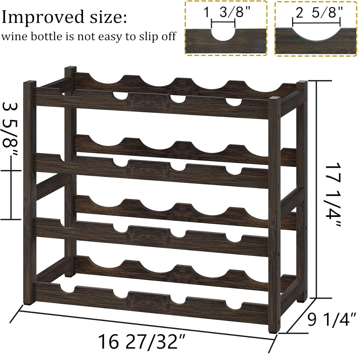 BAMEOS 4 Tier Bamboo Wine Rack Freestanding