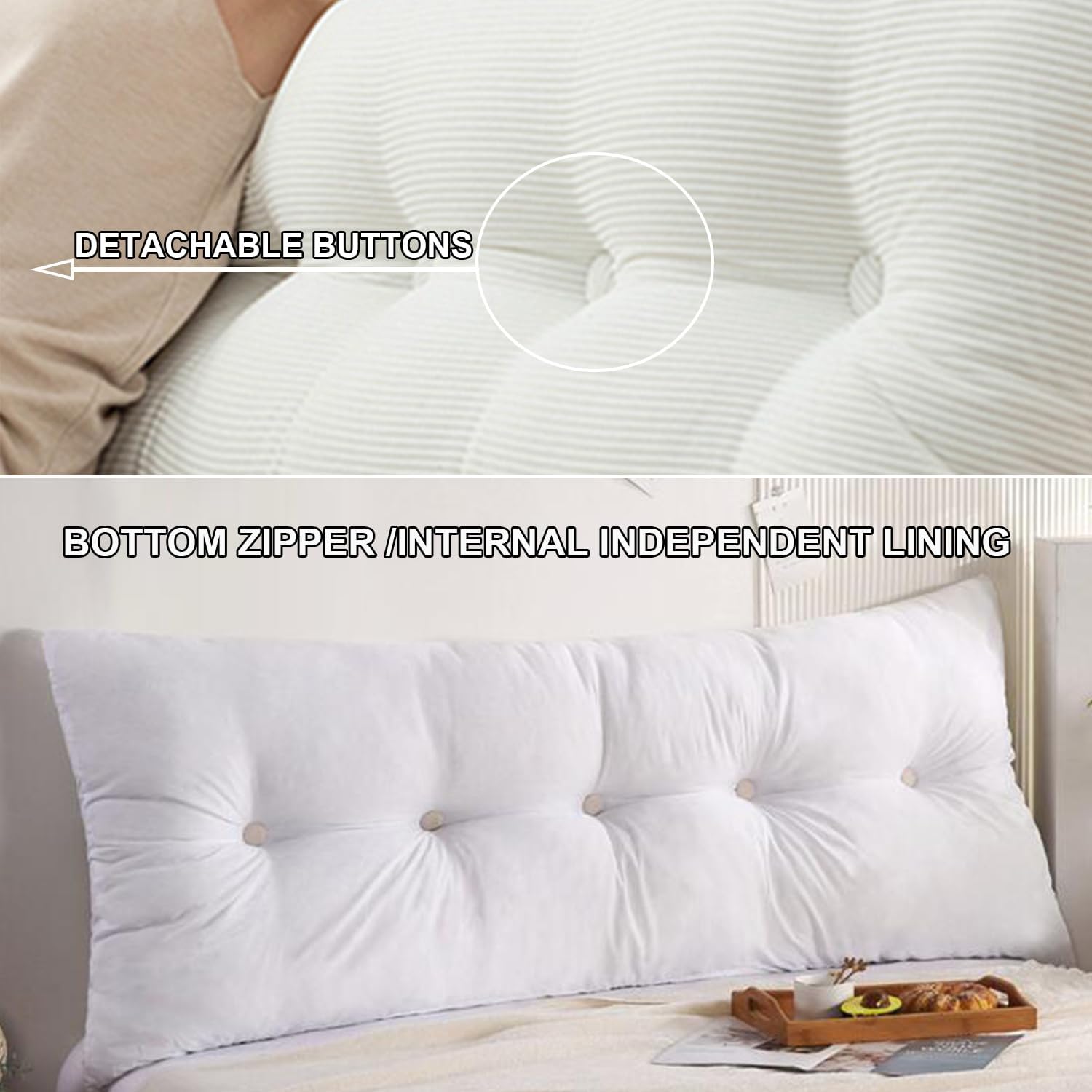 ZZYK Rectangular Reading Pillow with Gray Cover