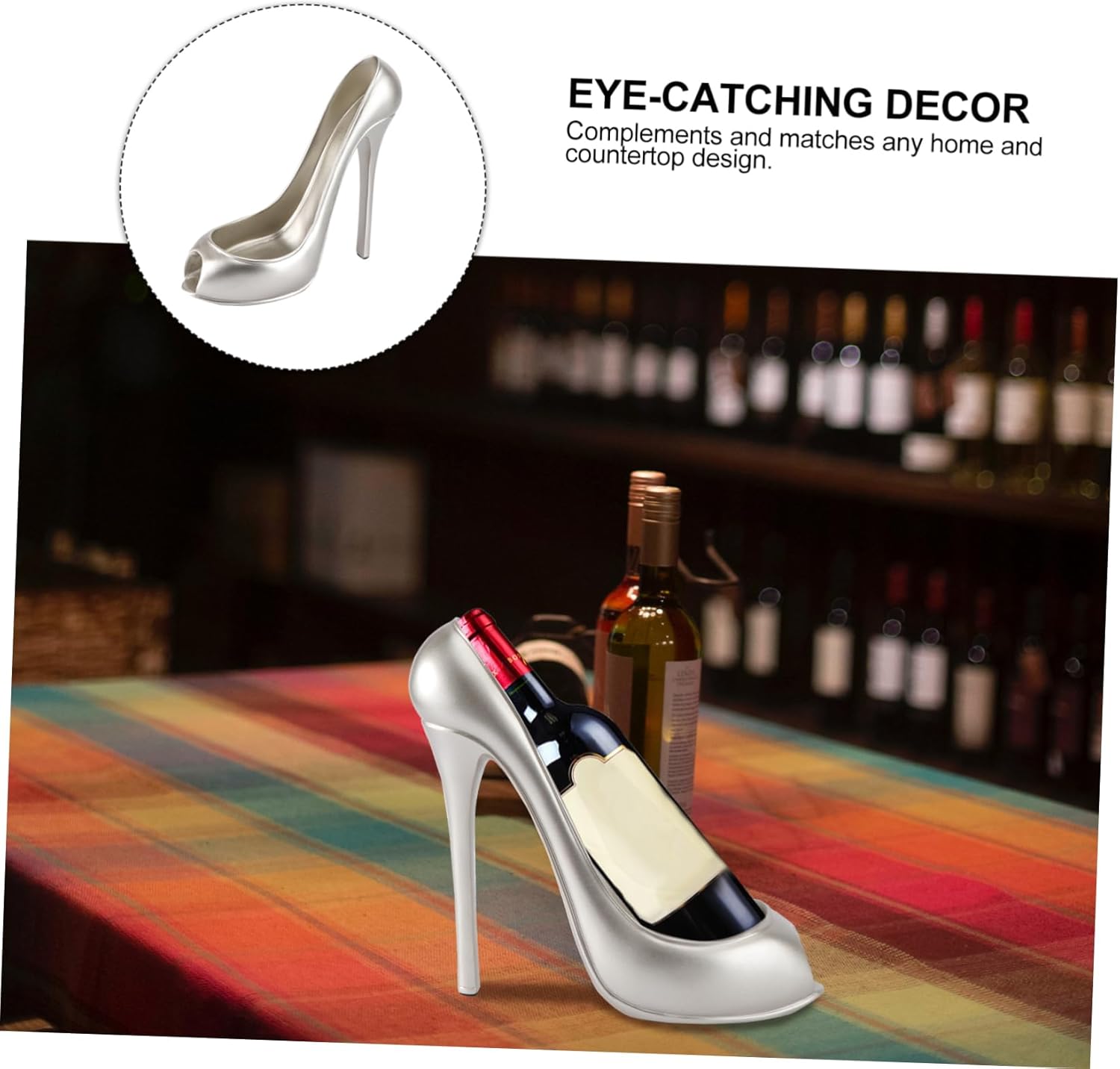 WINOMO Freestanding Wine Bottle Holder with High Heel Design 1