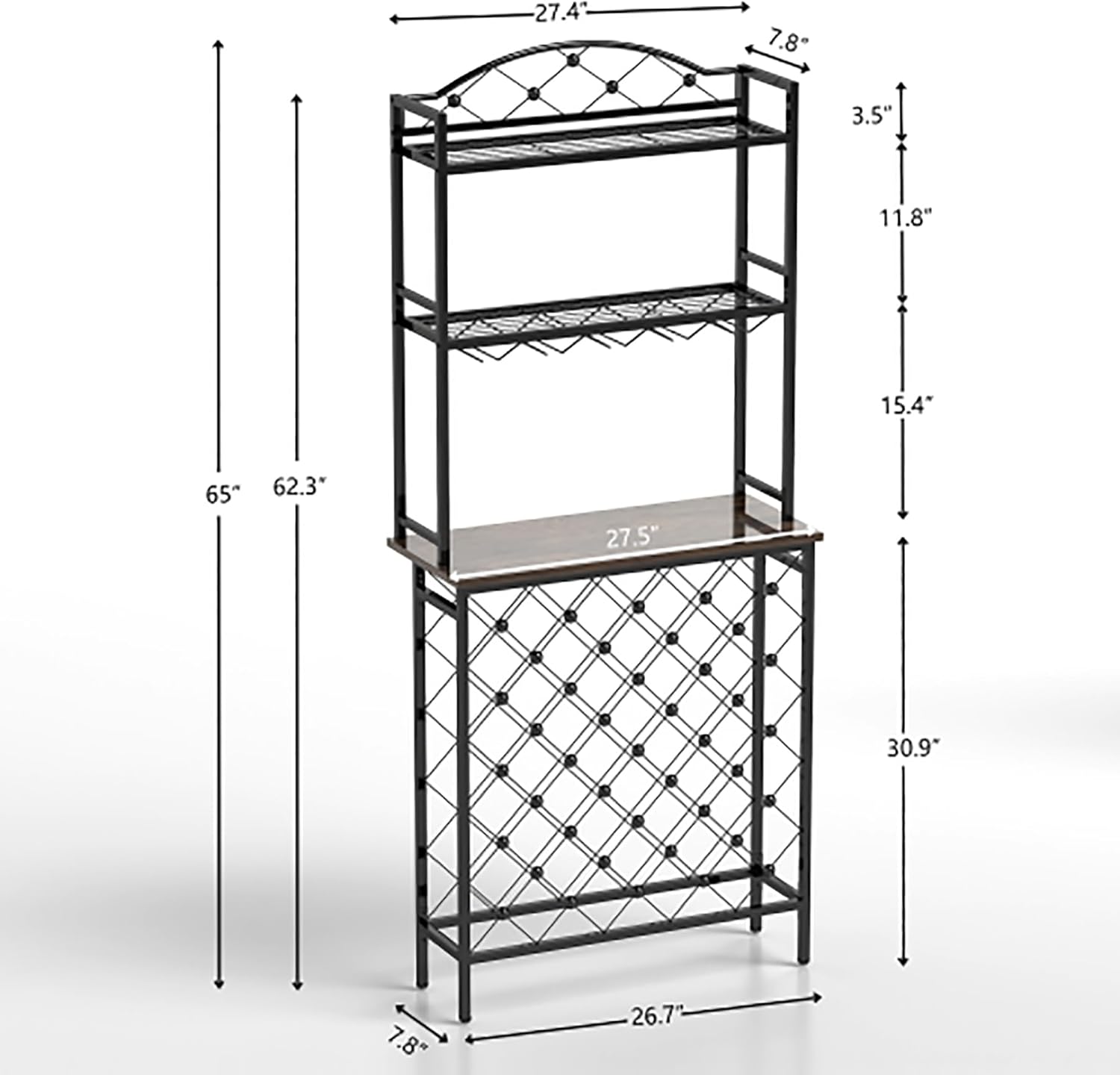 Oerdan Industrial 3-Tier Wine Rack with Storage