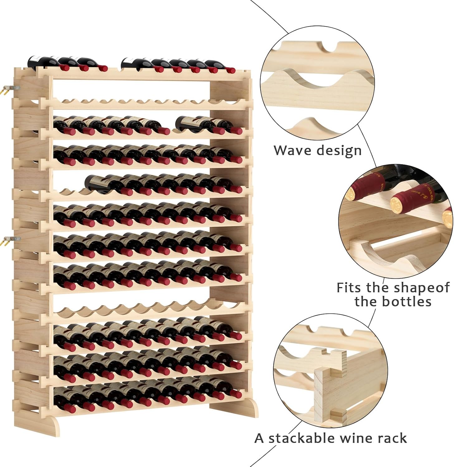DlandHome 12 Tier Wine Rack 120 Bottle Holder