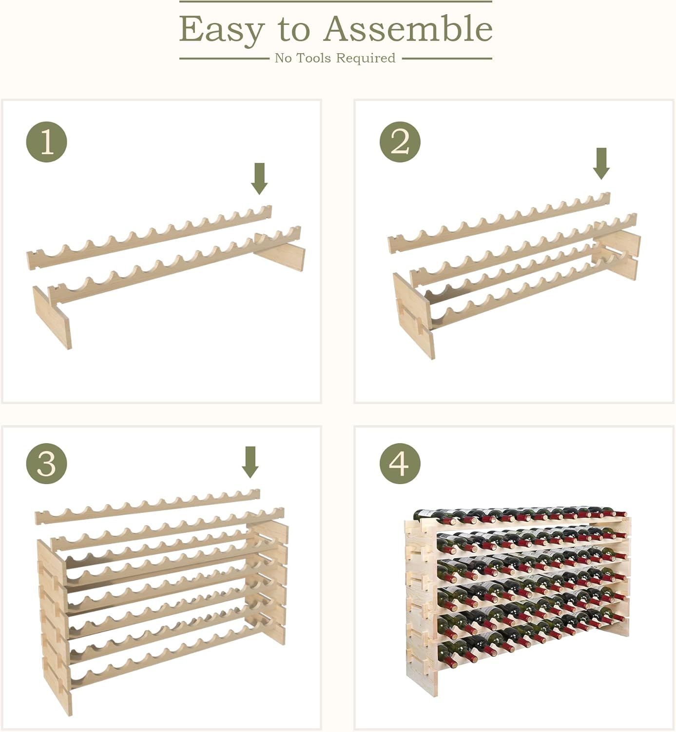 ZENY 72-Bottle Stackable Wood Wine Rack