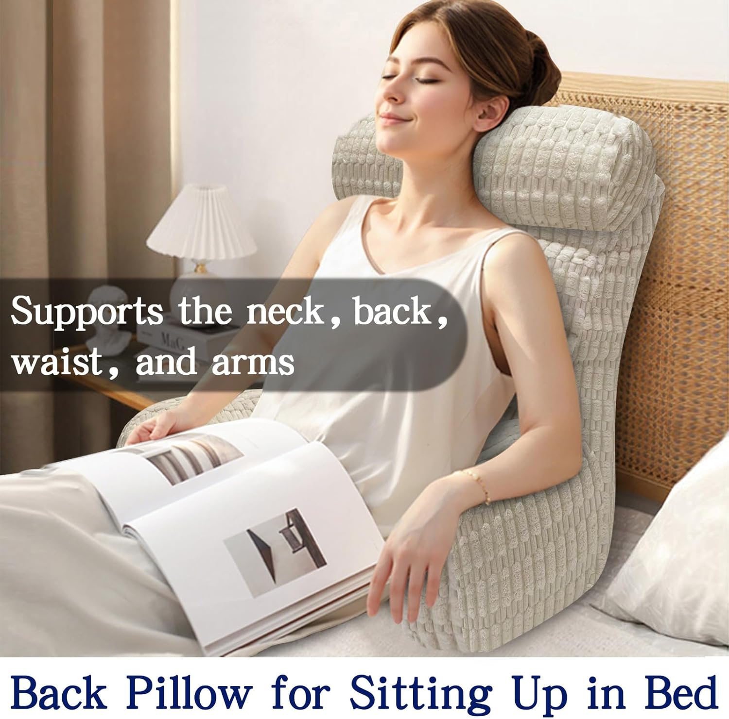 Extra Large Back Pillow for Bed Sitting Up 1