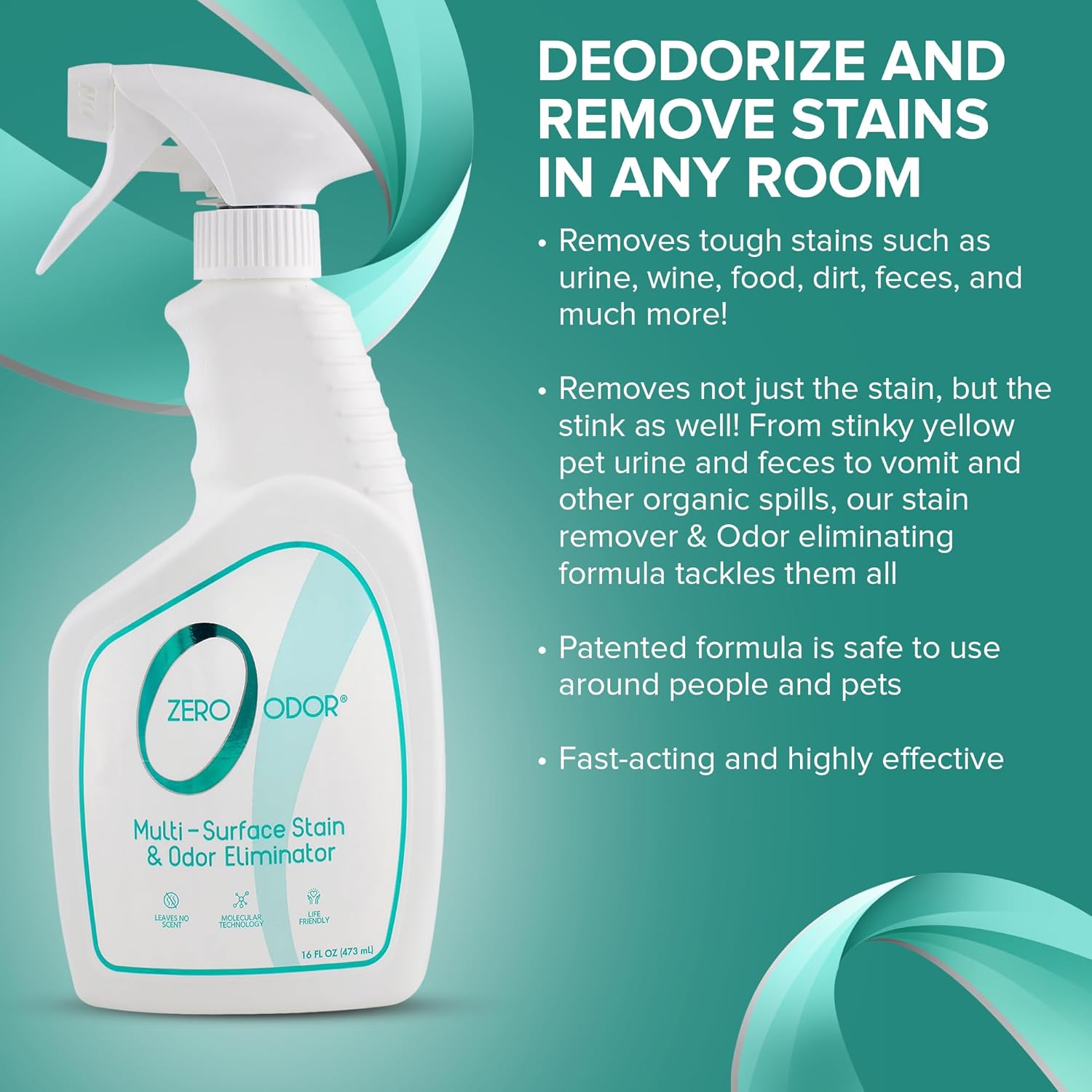 Zero Odor Multi-Surface Stain Remover Odor Eliminator 16oz 1
