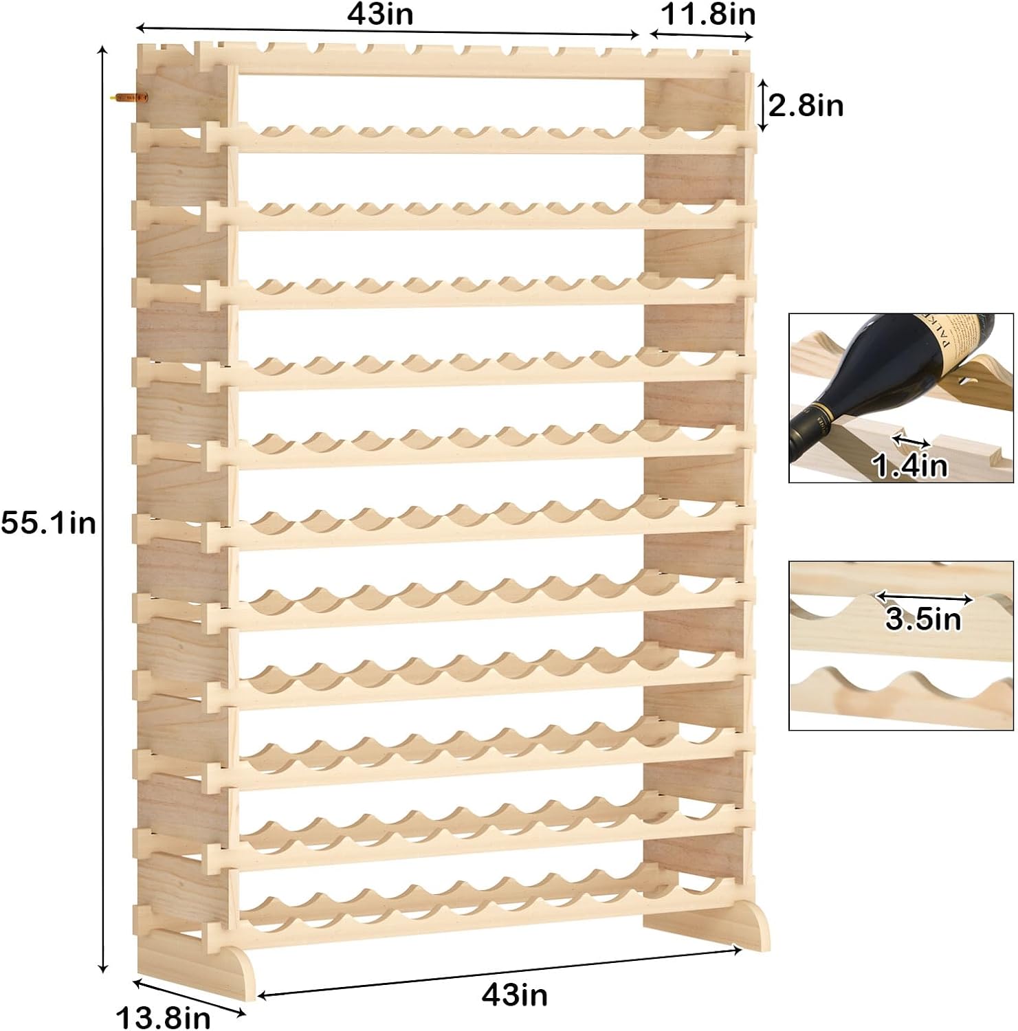 sogesfurniture Floor Wine Racks 120 Slots
