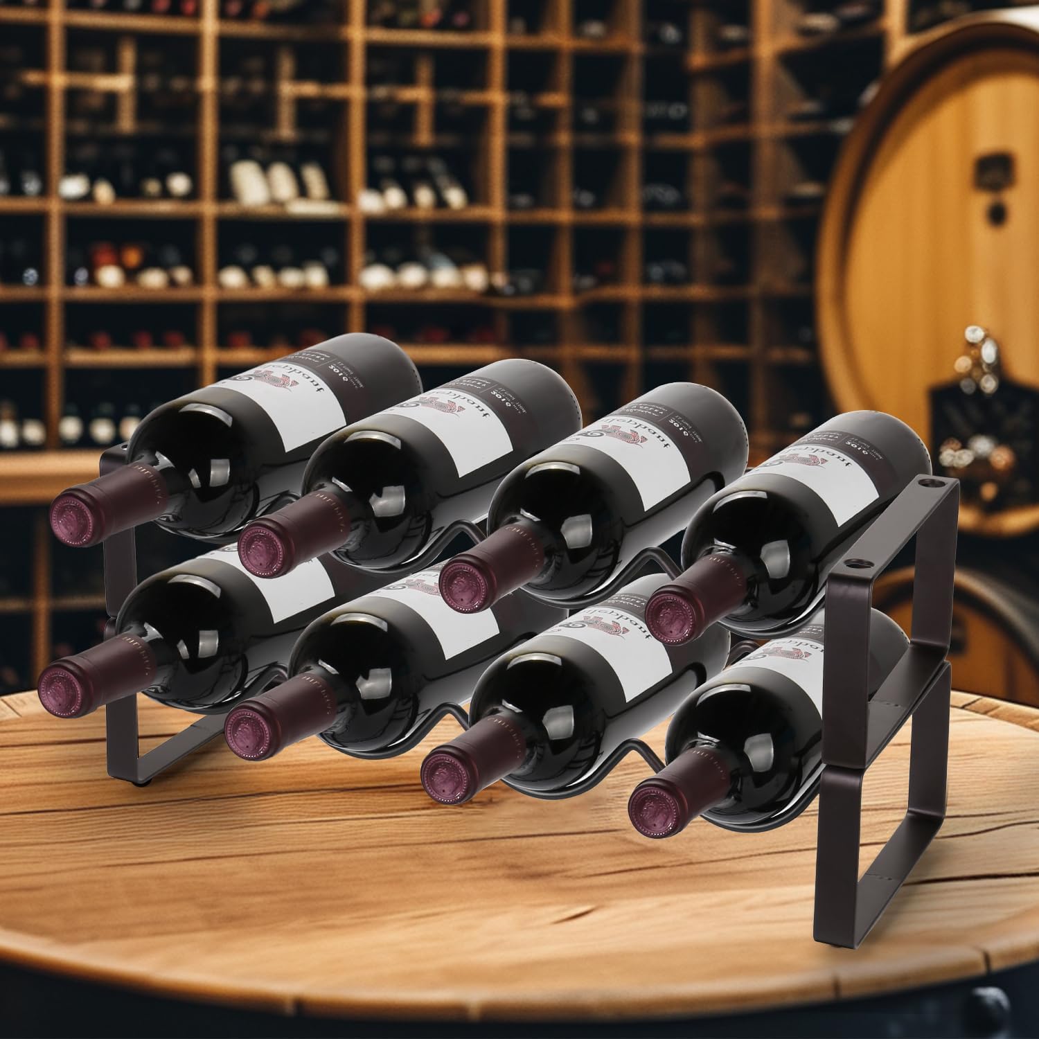 Carperipher Stackable 2 Tier Wine Rack 8 Bottles Metal Storage Holder