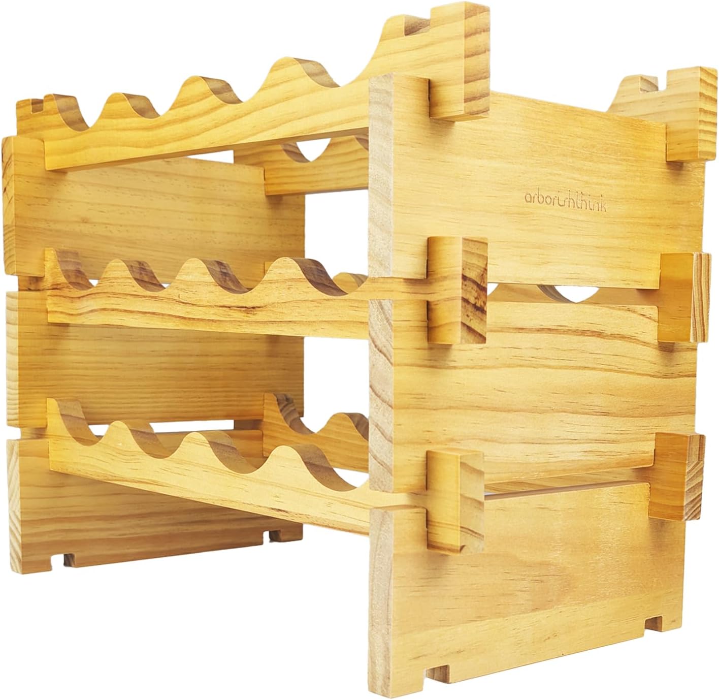 8-Tier Stackable Bamboo Wine Rack 12 Bottle Capacity