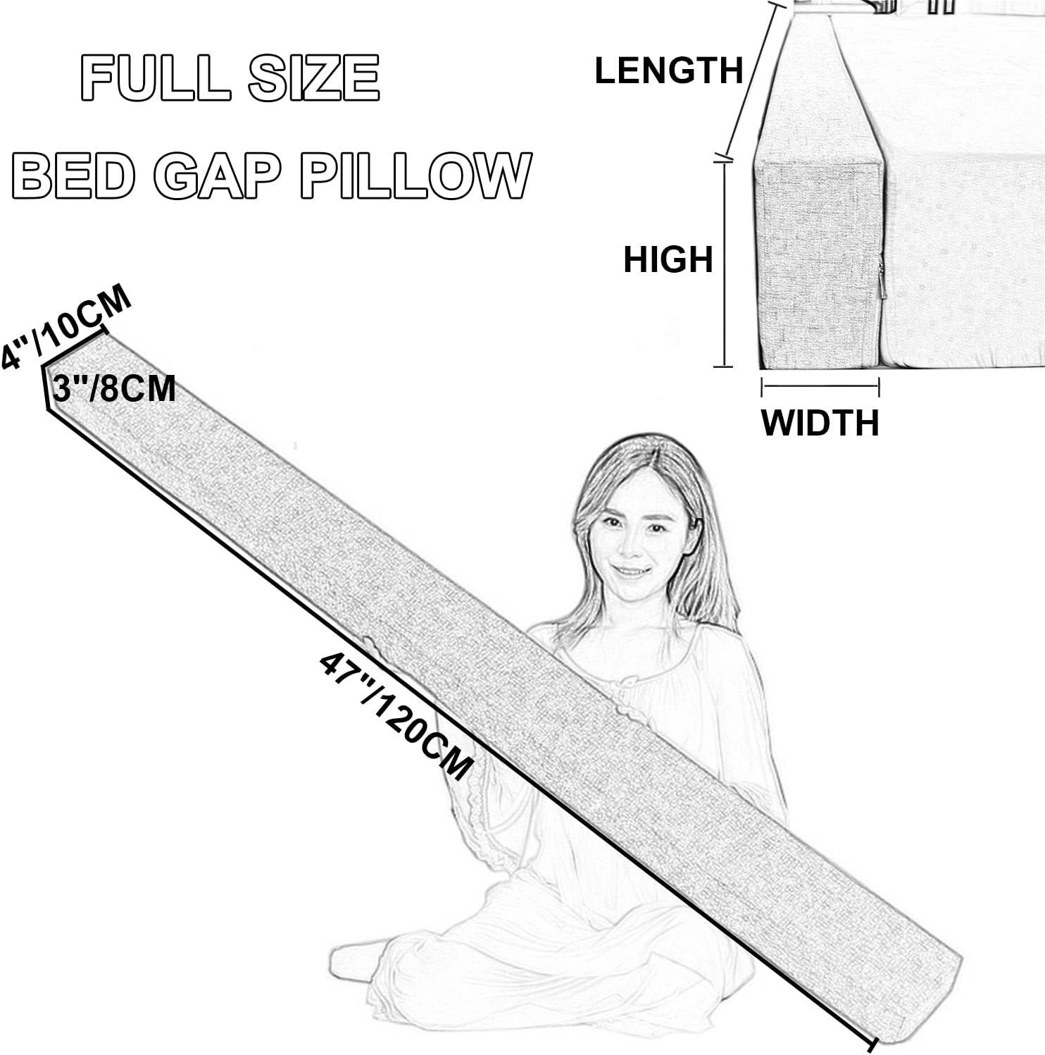 Linen Bed Gap Filler Queen King Size Blue 4x3