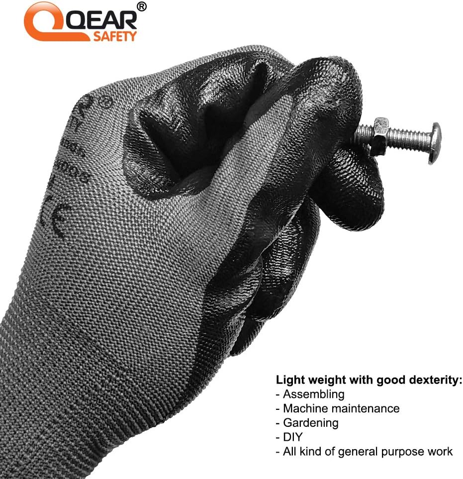 12 Pairs Nitrile Rubber Coated Work Gloves