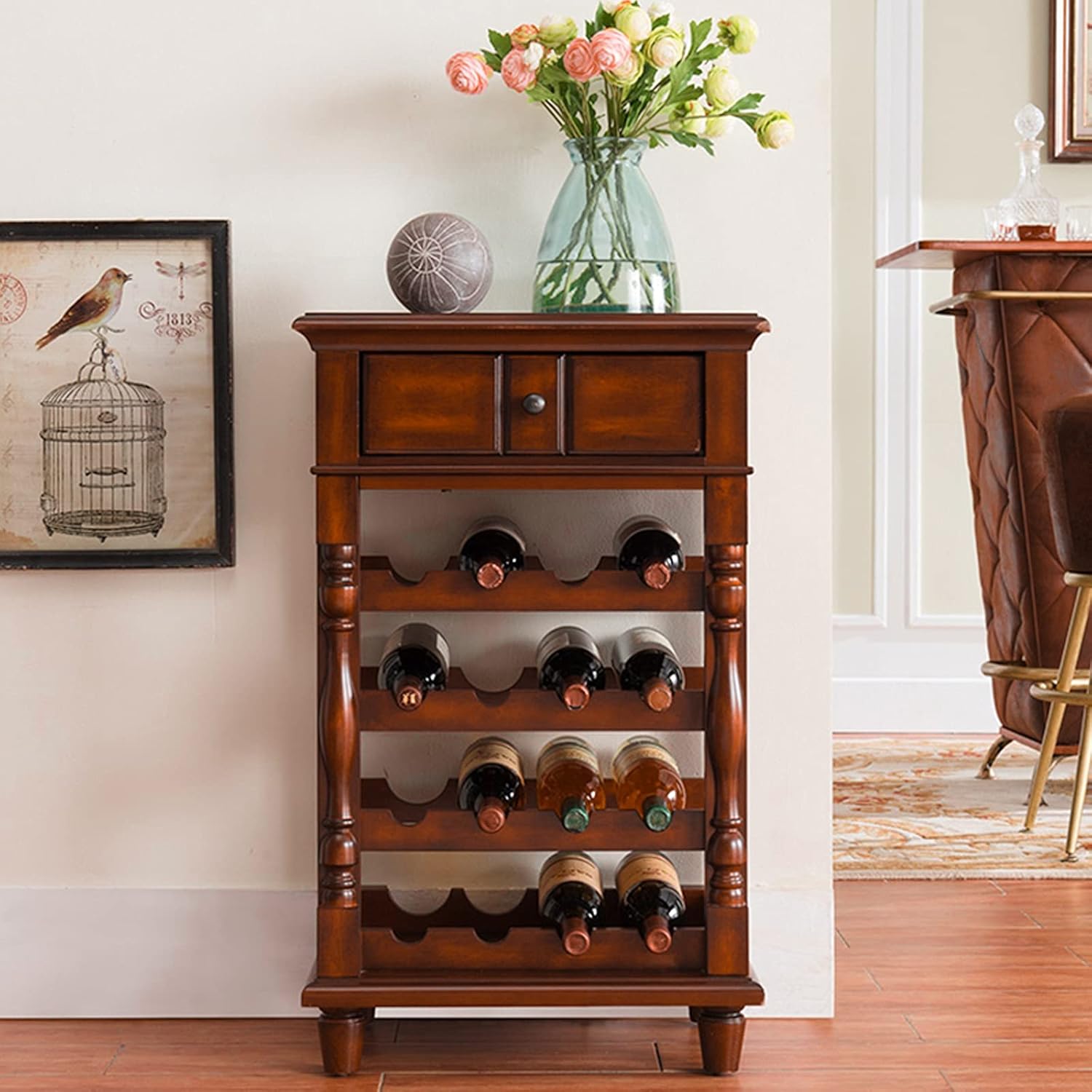 Hhaoran Wine Cabinet Freestanding Wood Display Rack