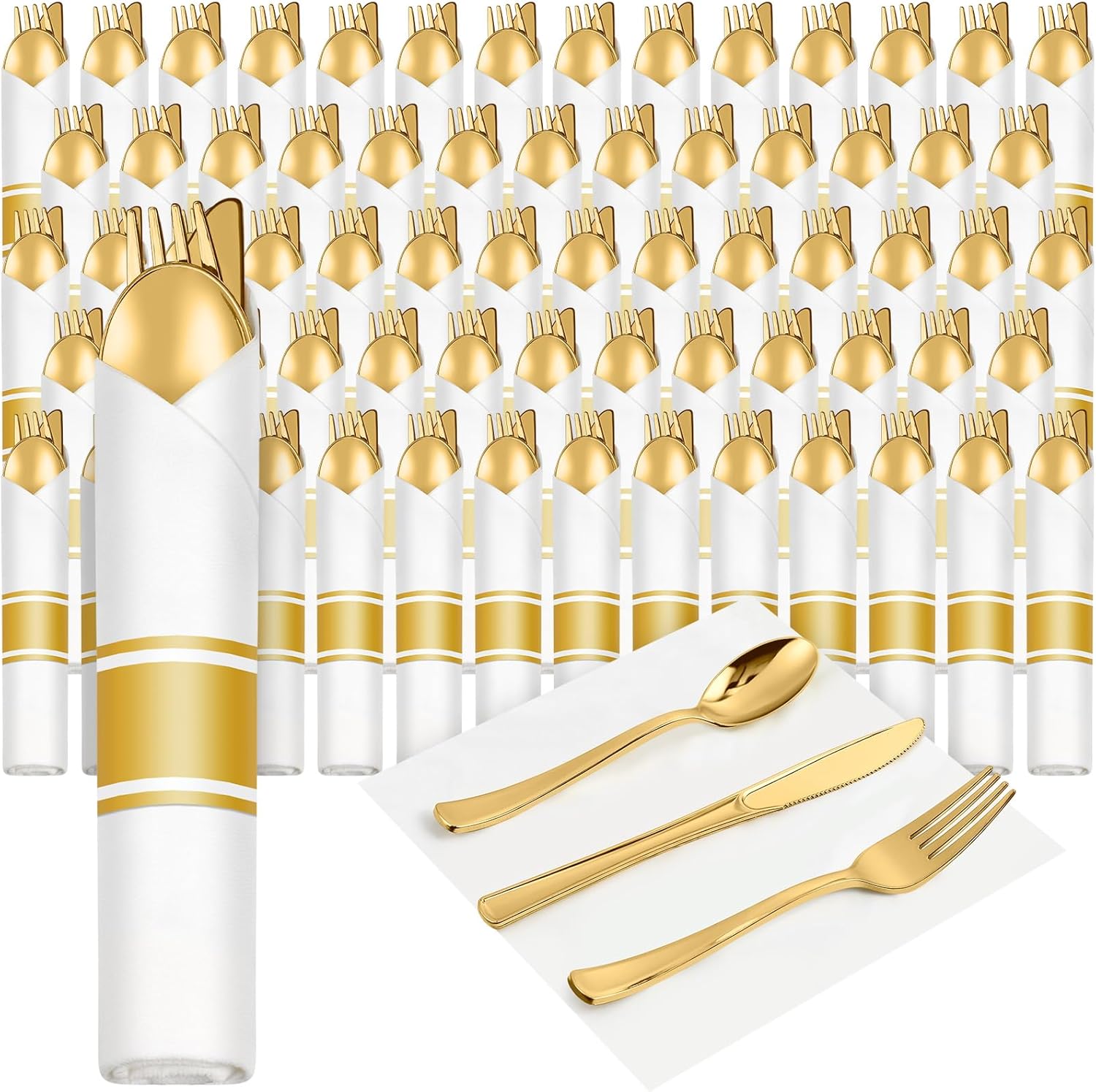 Mifoci 200 Pack Gold Plastic Cutlery Set