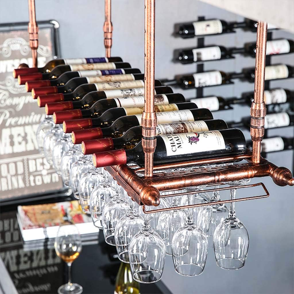 Adjustable Wall-Mounted Wine Rack with Double Layer and Glass Holder
