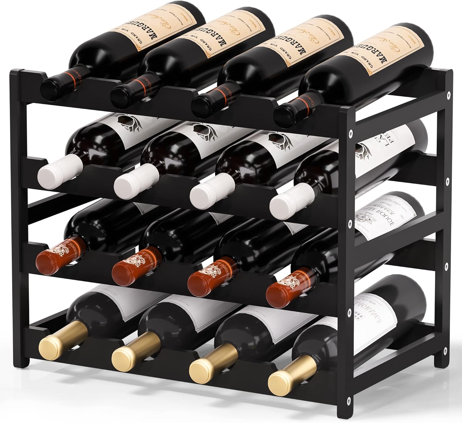Ruichang 4-Tier Bamboo Wine Rack - 16 Bottle Capacity 1