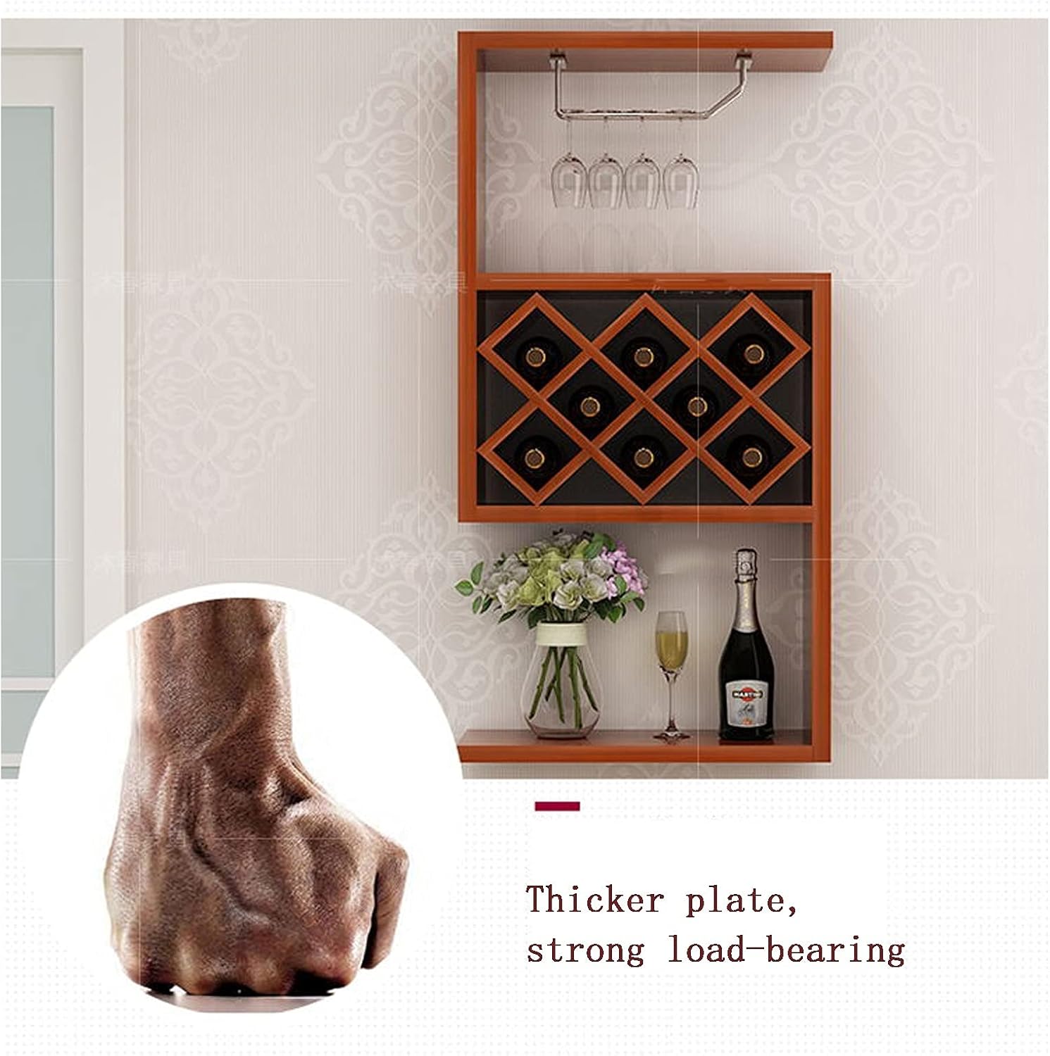 Suuim Wall-Mounted Wine Rack with Diamond Grid