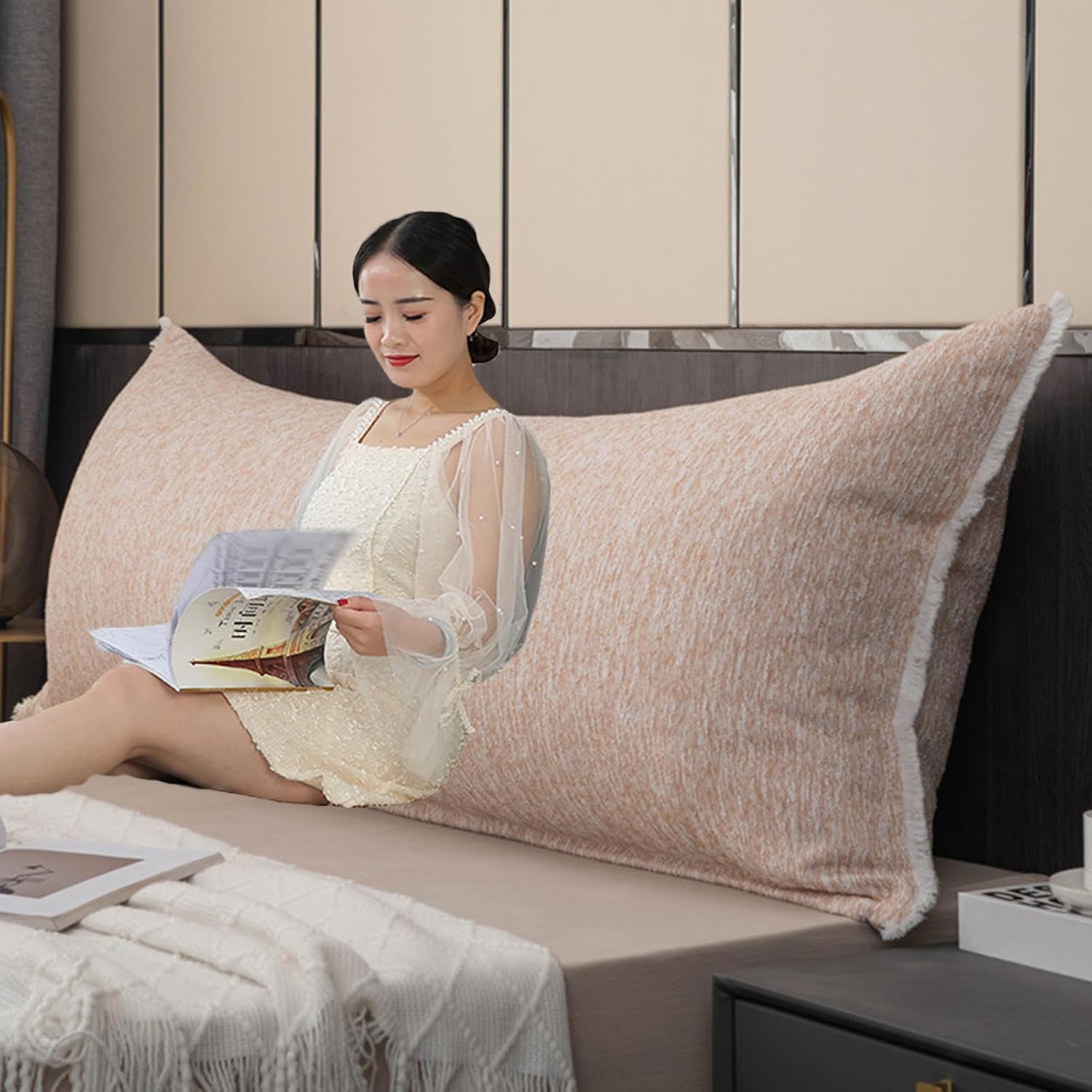 ZZYK Long Headboard Pillow Bed Support Cushion for Reading and Rest