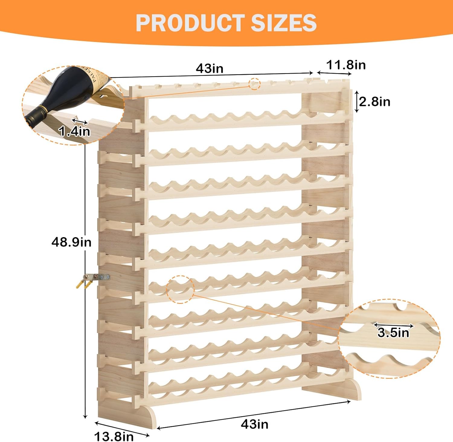 DlandHome 100-Bottle Freestanding Wine Rack 10 Tier