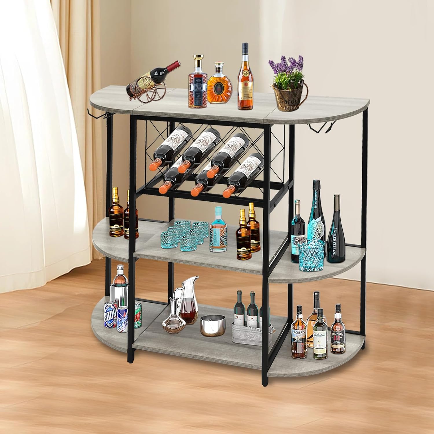 ACNAO 47 Inch Freestanding Wine Rack Table Grey 1