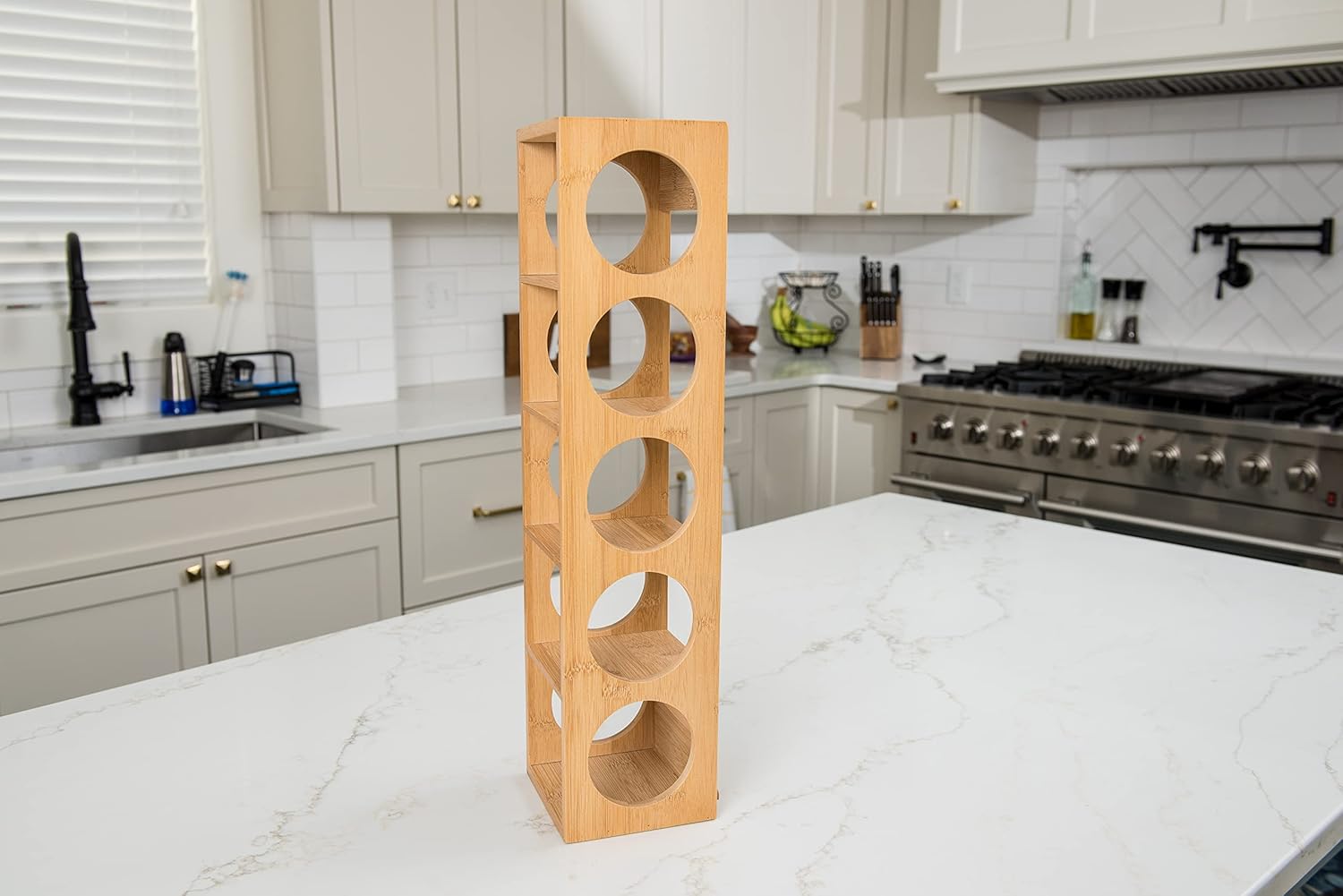 Bamboo Wood 5-Bottle Wine Rack Stackable Durable