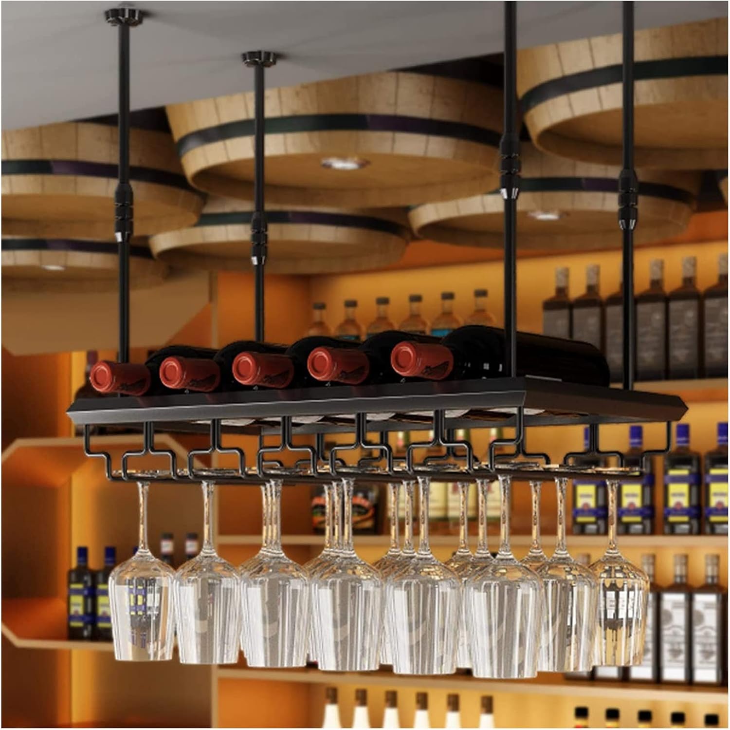 ALDEPO Adjustable Wine Rack Ceiling Bar for Horizontal Storage