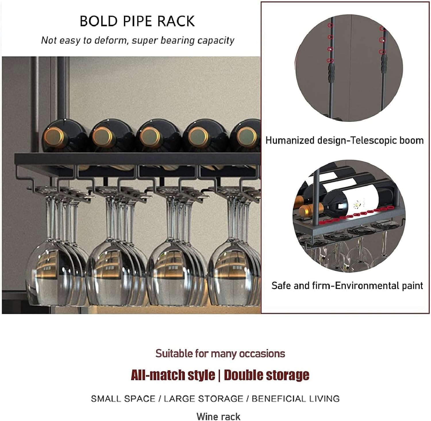 200x30cm Freestanding Wine Rack with Adjustable Height
