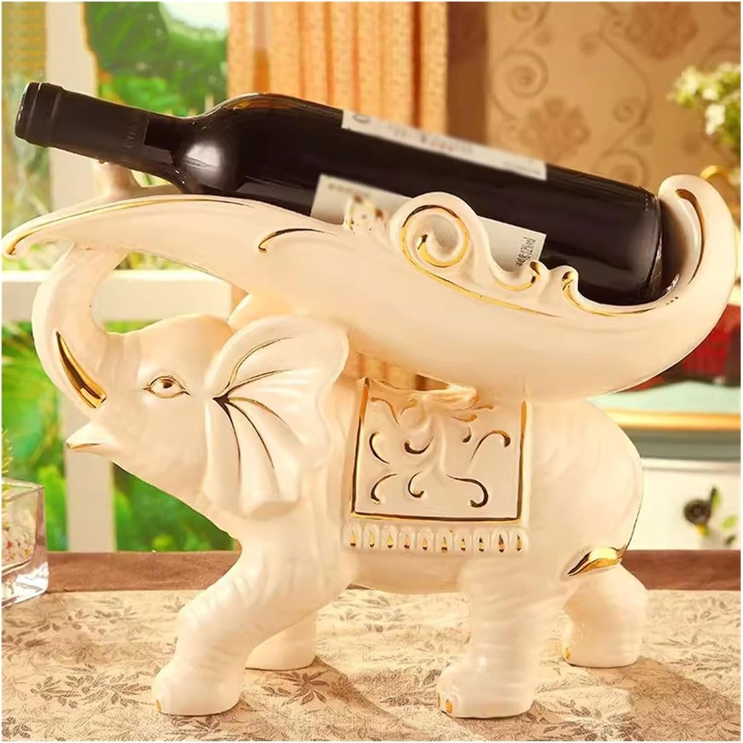 IBONSON Freestanding Wine Rack with Elephant Ornaments