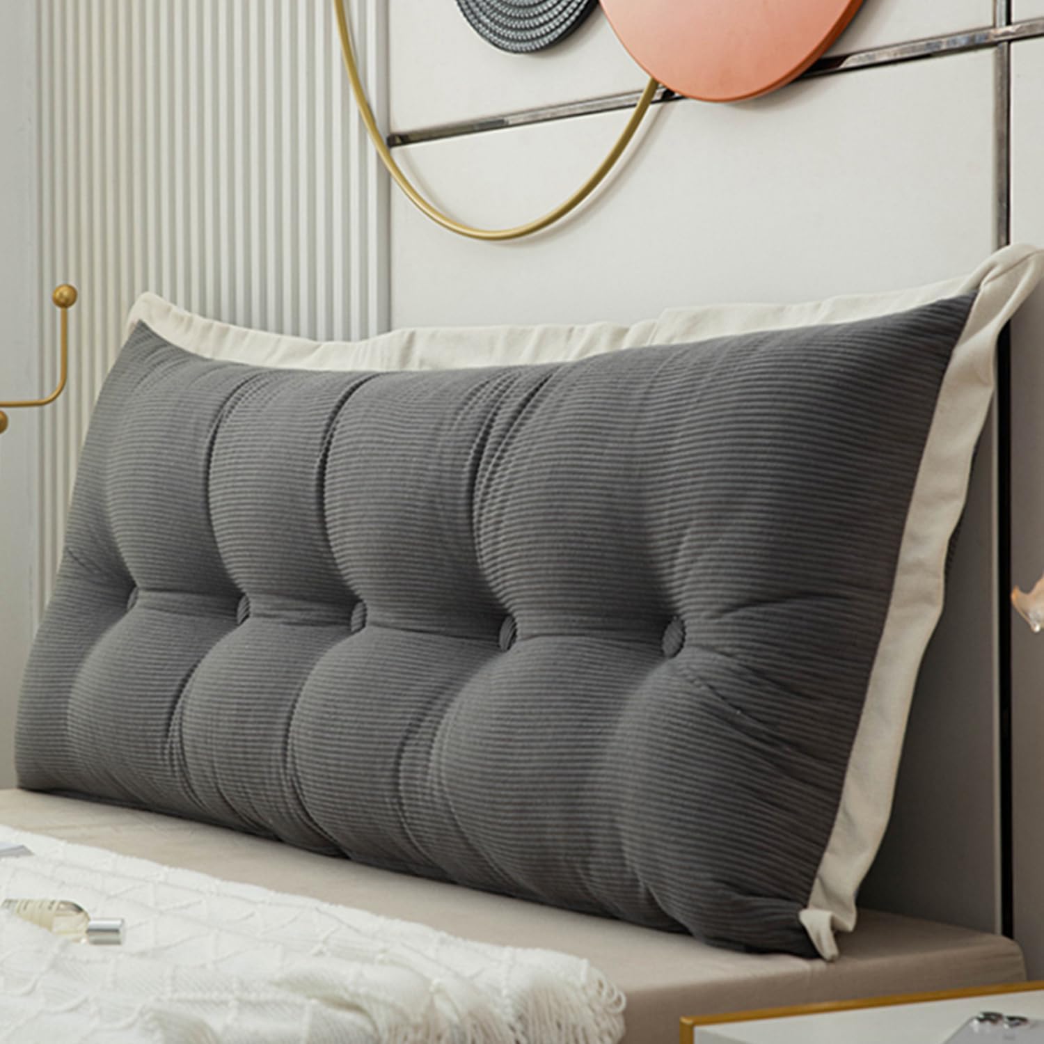 ZZYK Rectangular Reading Pillow with Gray Cover