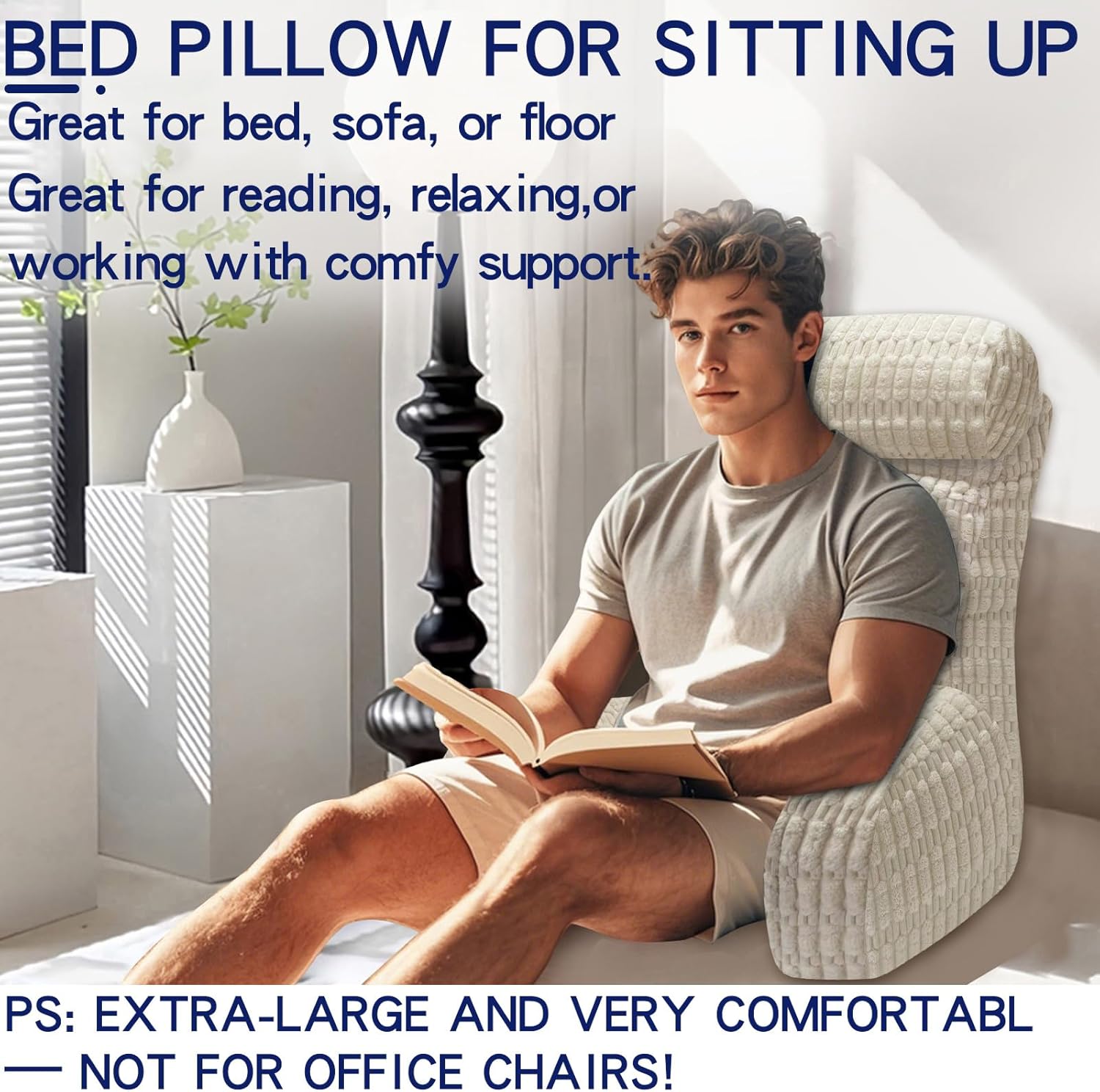 Extra Large Back Pillow for Bed Sitting Up 1