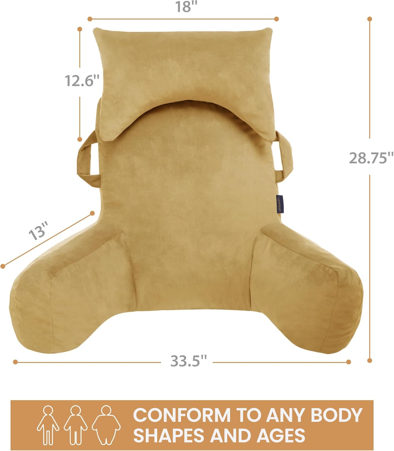 Unisakey Portable Reading Pillow with Headrest and Pockets