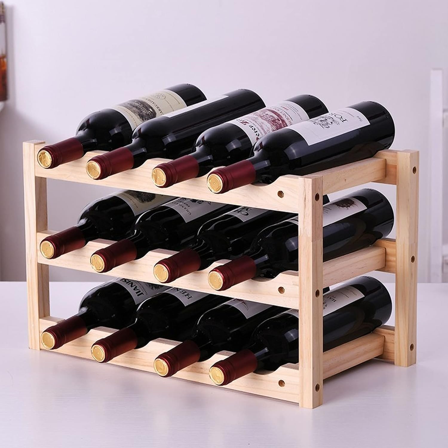 SYCARPET 3 Layer Wine Rack with 12 Bottles Storage