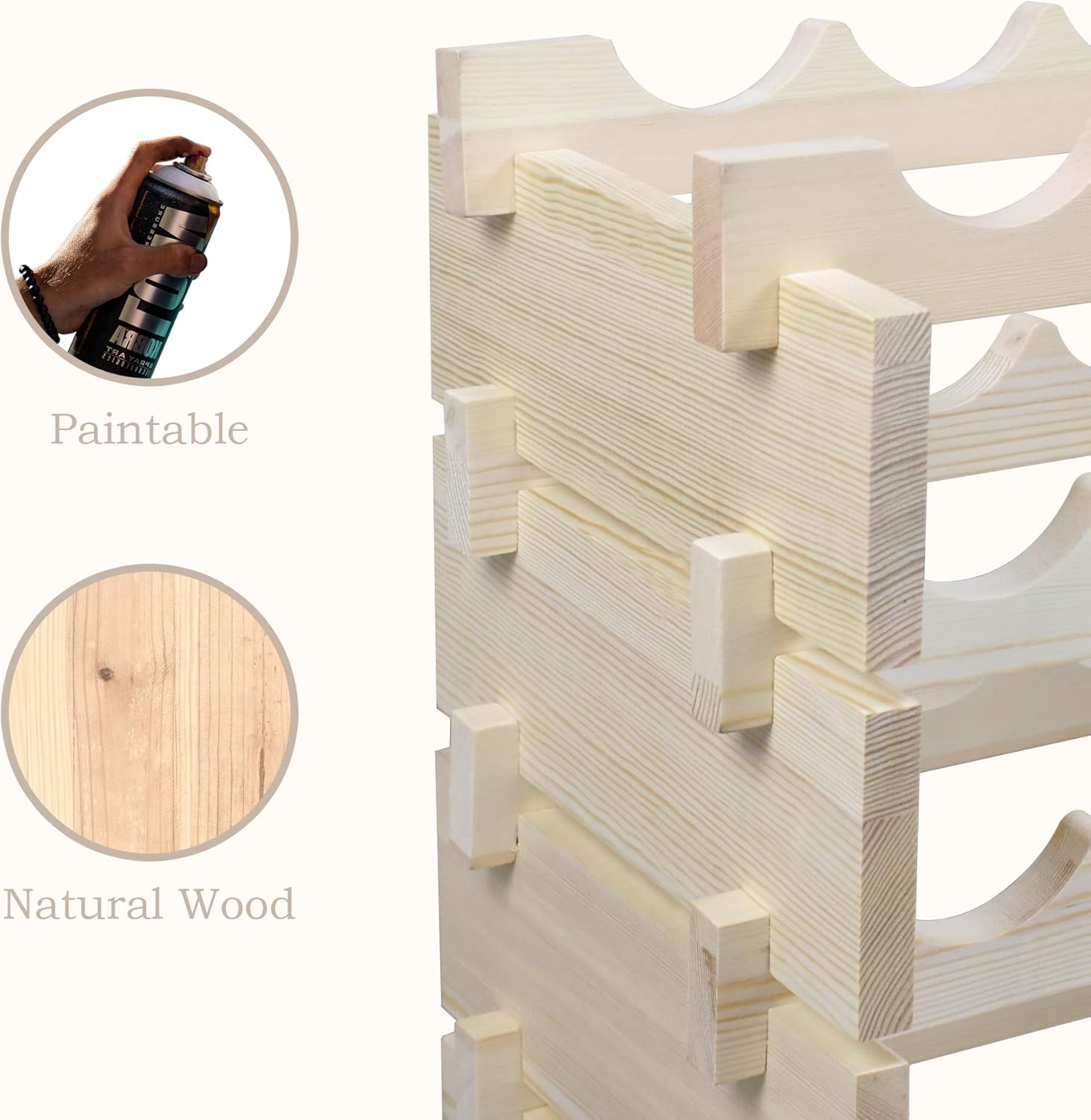 ZENY 72-Bottle Stackable Wood Wine Rack