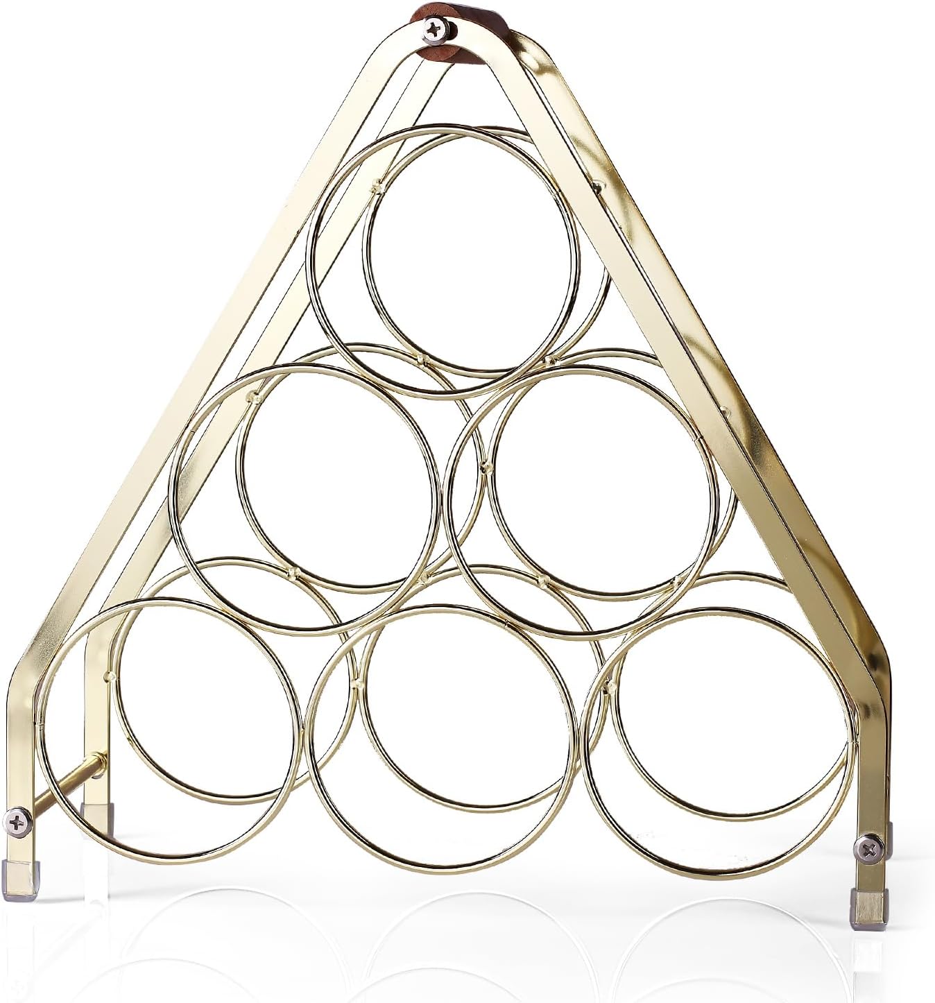Drincarier 6 Bottle Countertop Wine Rack - 3 Tier Modern Gold Metal Design