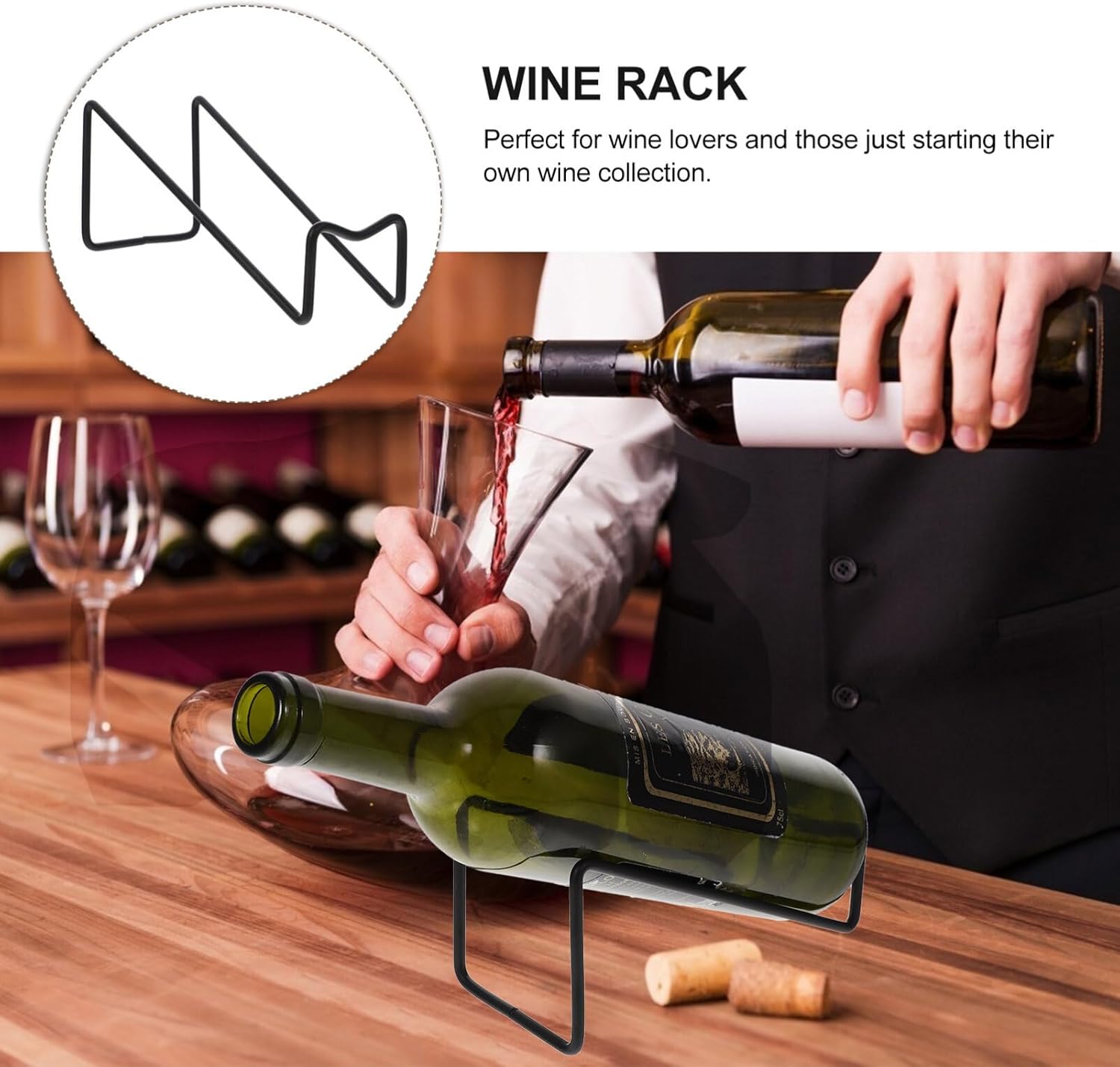 Homoyoyo 2pcs Metal Wine Rack for Kitchen and Home Use
