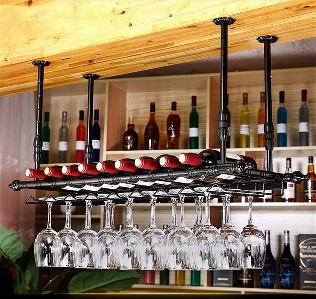 ZJDYDY Wall-Mounted Wine Rack 80Cm Metal Iron Black