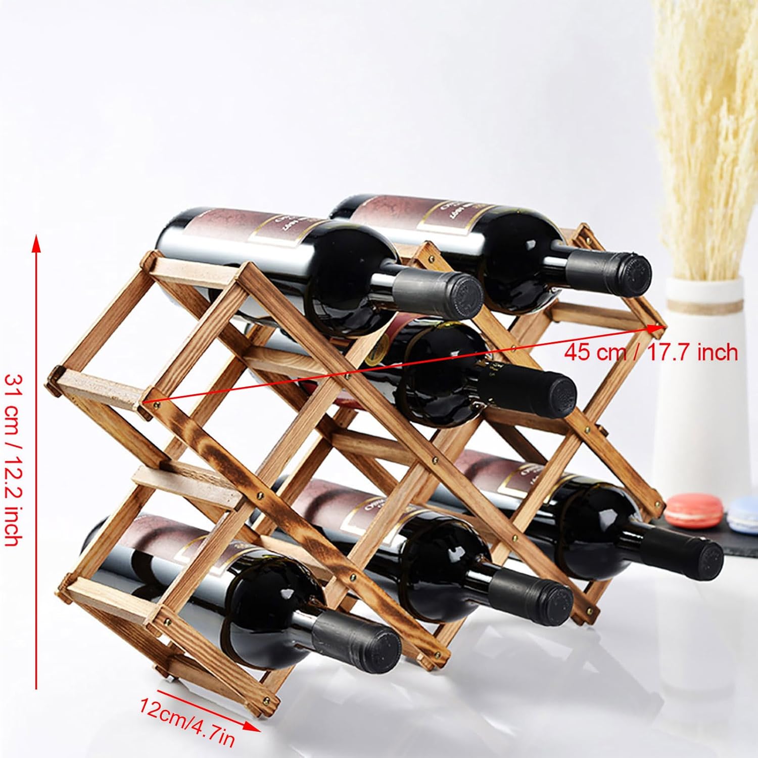 Foldable Wooden Wine Rack for 10 Bottles