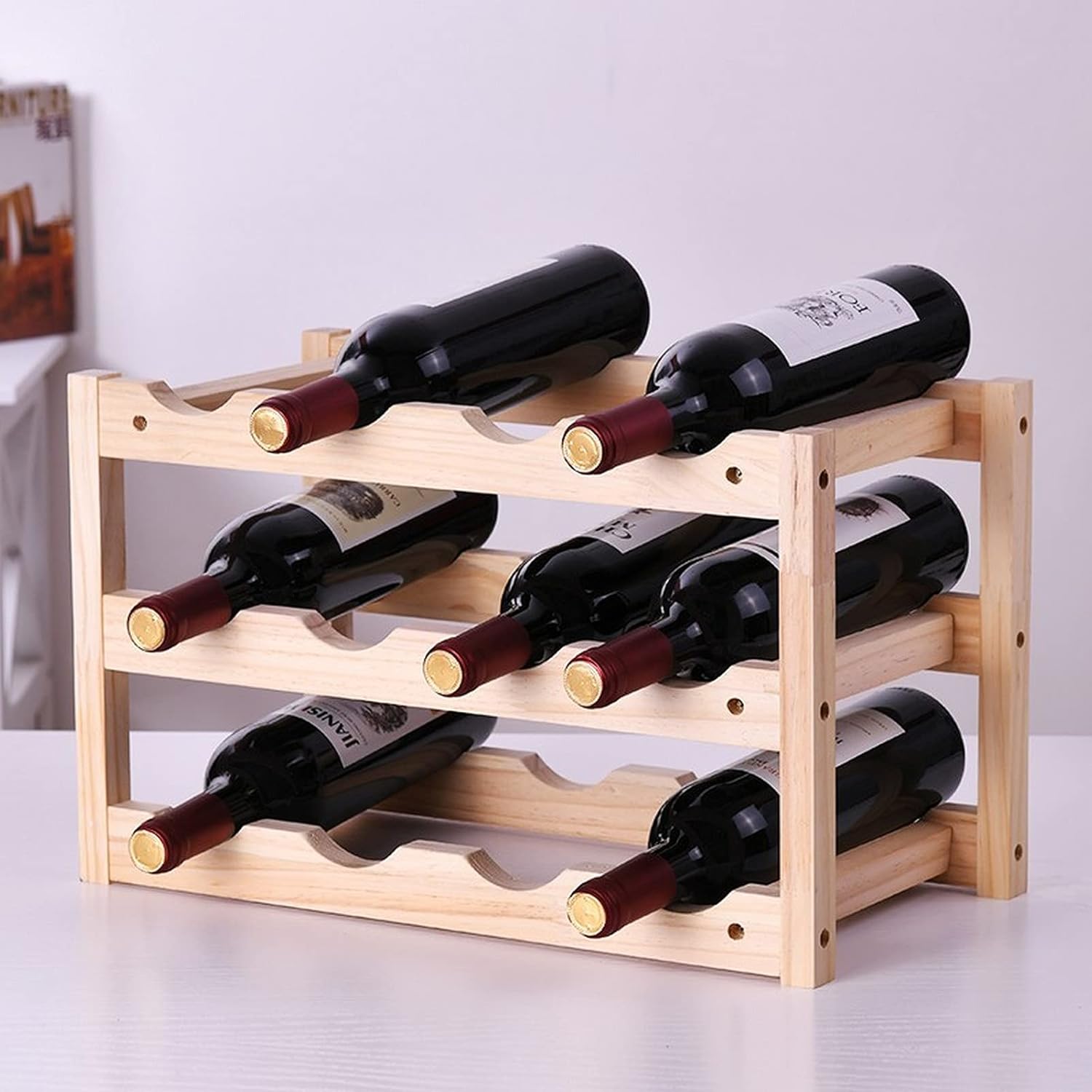 SYCARPET Stackable Wine Rack with 3 Layers