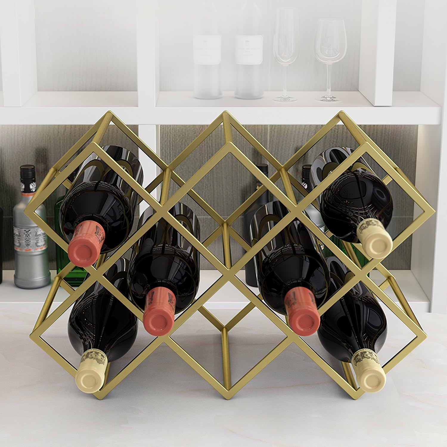 Modern Gold Wine Rack for 5-8 Bottles Durable Stylish