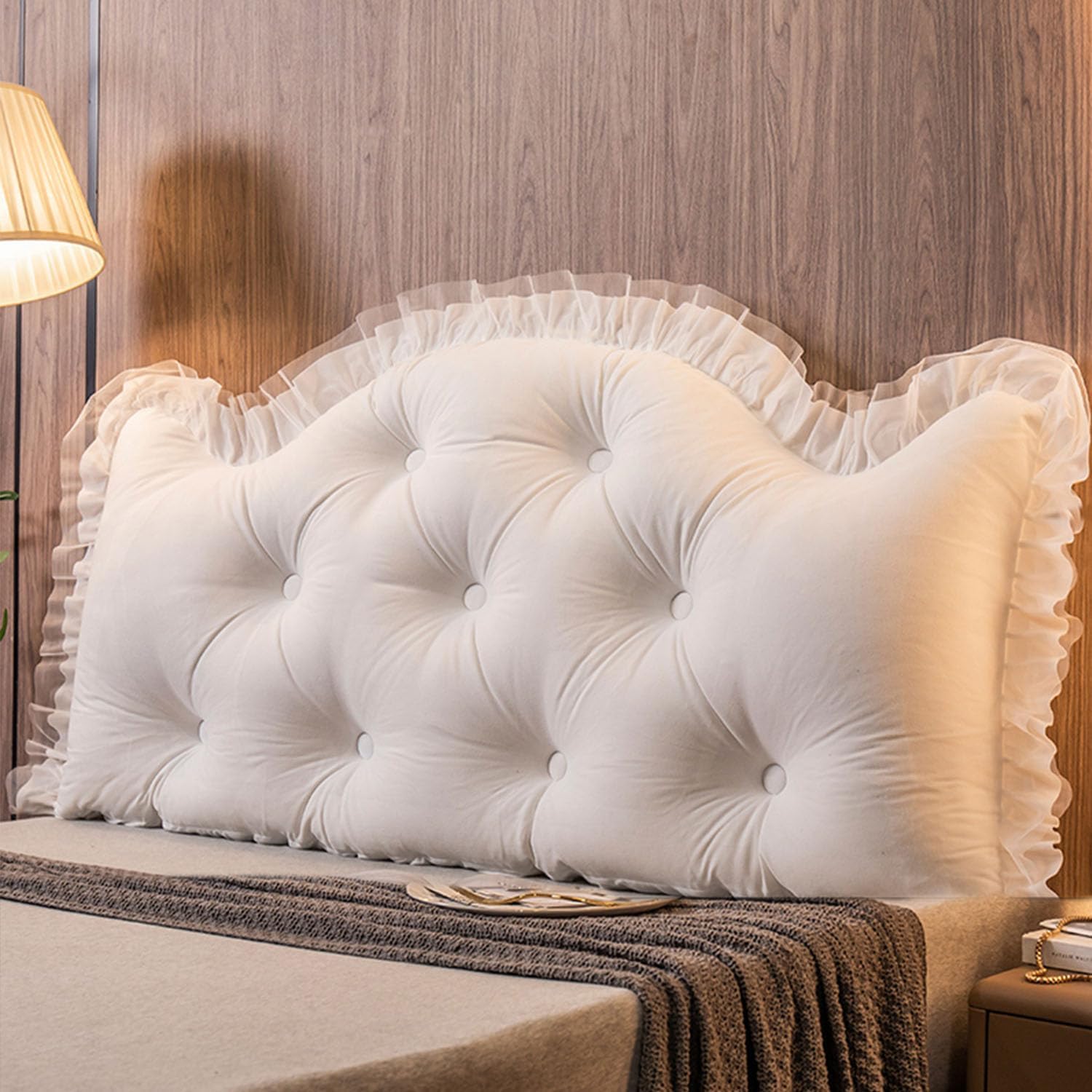 White Fleece Reading Pillow with Removable Headboard