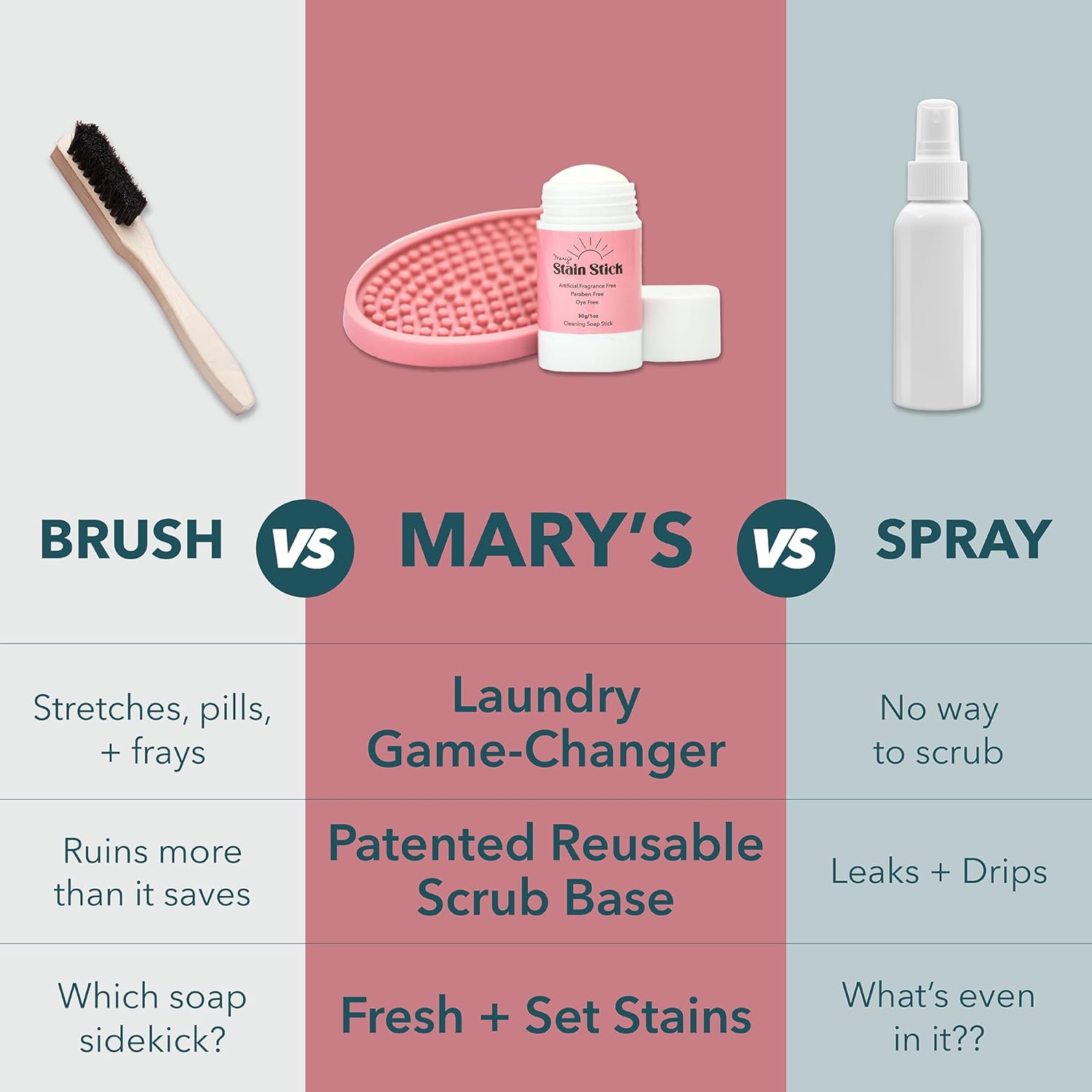 Marys Stain Remover Natural 2 Part Stain Stick Scrub Base