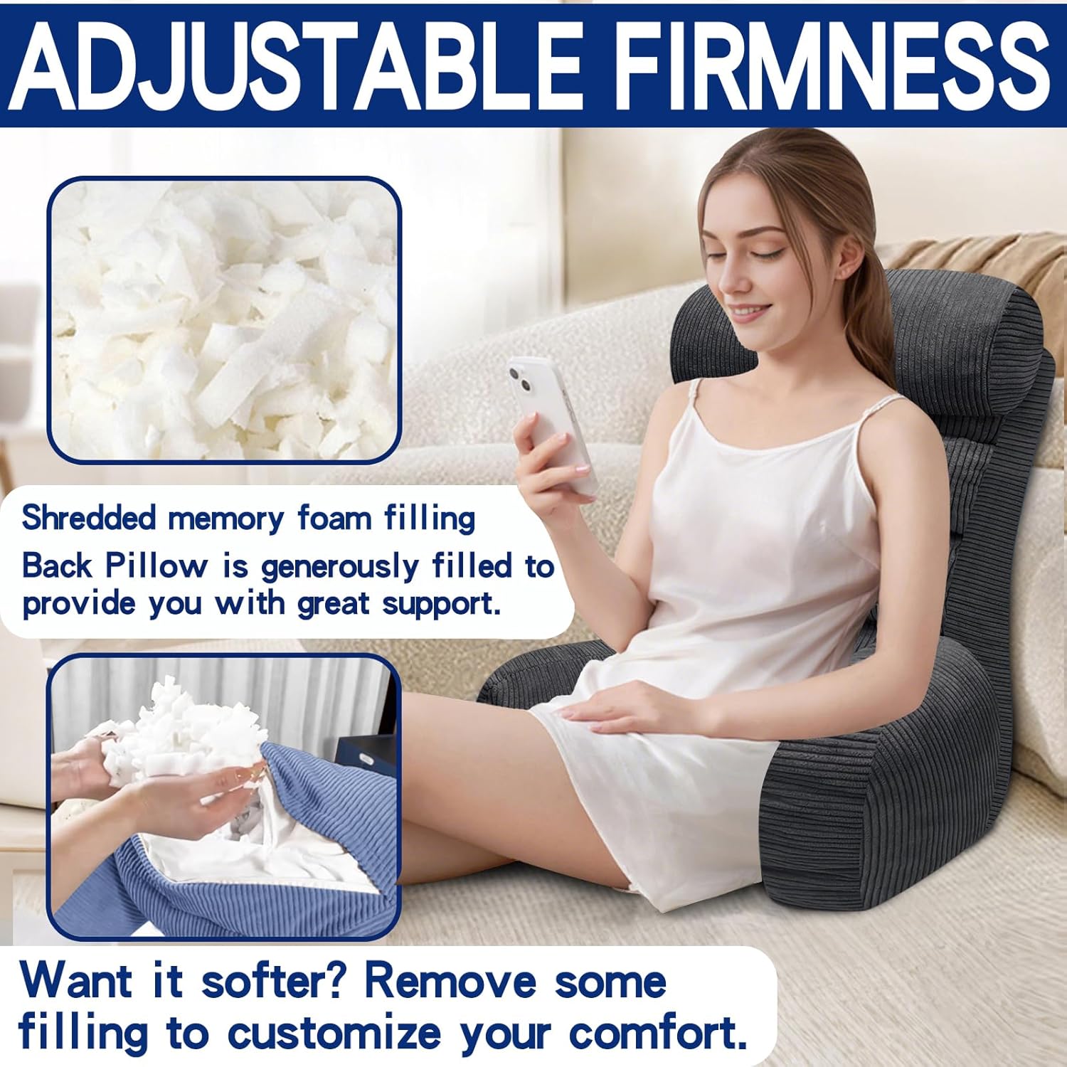 Extra Large Back Support Pillow for Bed Sitting Up